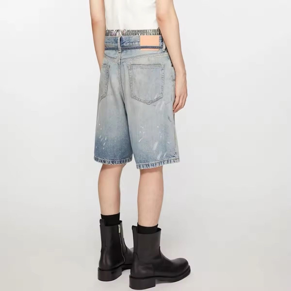 Japanese Brand × Vintage Ink Splashed Hand-painted Denim Shorts Size US 33 - 2 Thumbnail