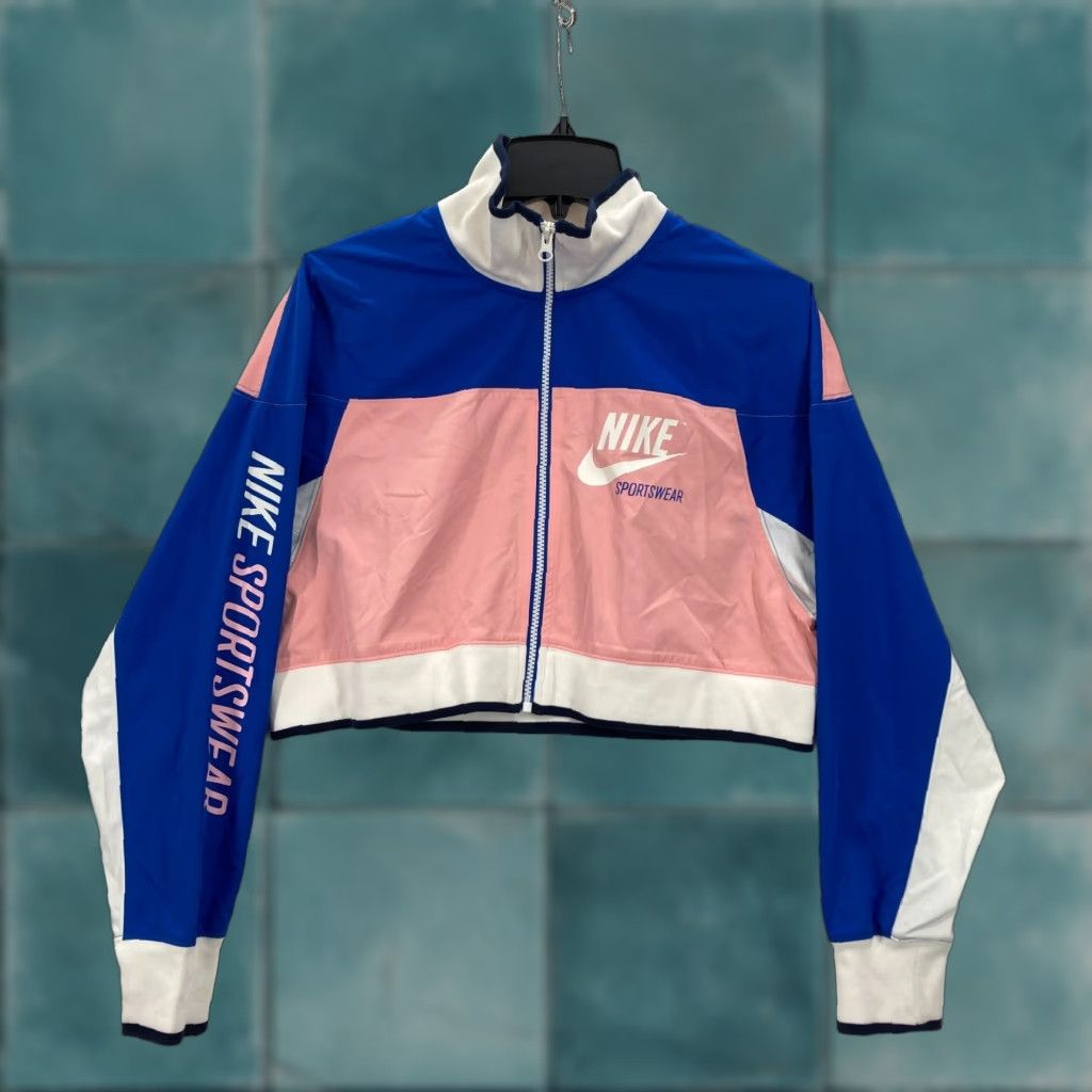 Nike Nike Women's Cropped Full Zip Jacket Medium Color Block Pink Swoosh Preppy 90s Womens Style Basic Jacket Modern Casual Size M / US 6-8 / IT 42-44 - 1 Thumbnail
