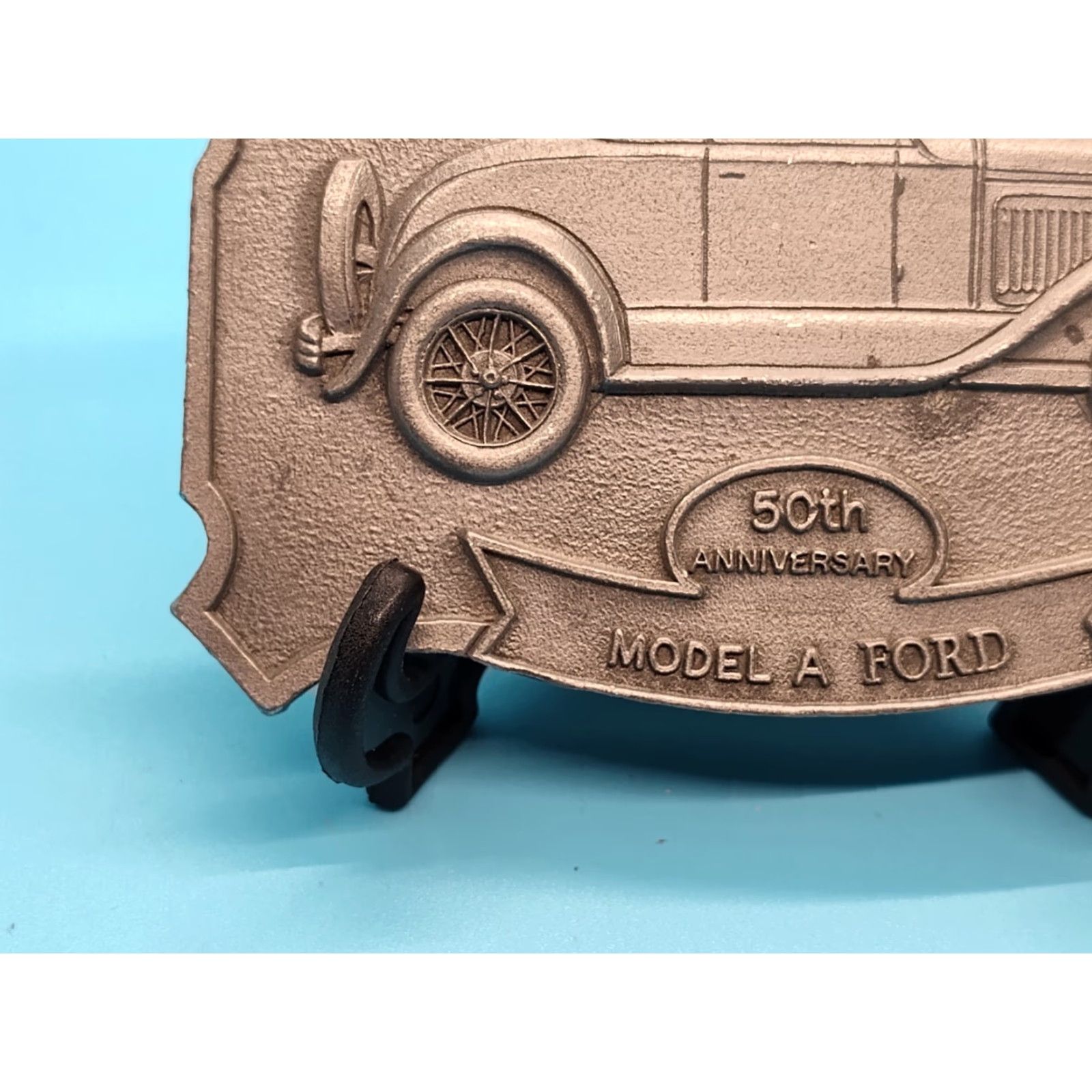 Ford VINTAGE 1970s Ford Model A 50th Anniversary Belt Buckle Silver Tone Unisex Size ONE SIZE - 5 Thumbnail