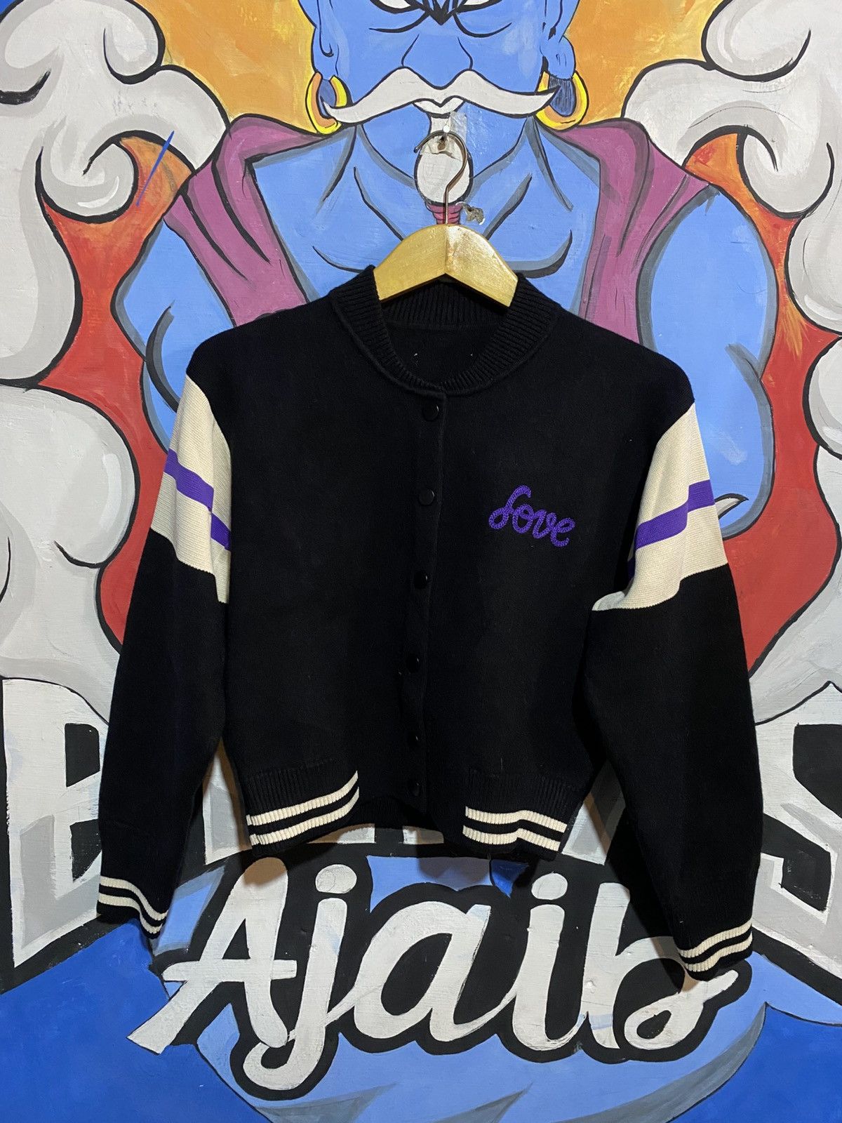 Sandro Sandro Black varsity fine knit bomber jacket Size S / US 4 / IT 40 - 2 Thumbnail