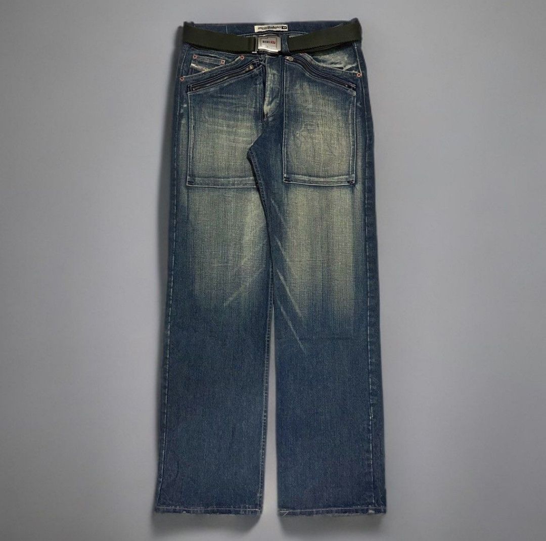 Diesel × Jean × Vintage Y2K Diesel Relaxed Double Thigh Front Pocket Jeans Size US 34 / EU 50 - 2 Thumbnail