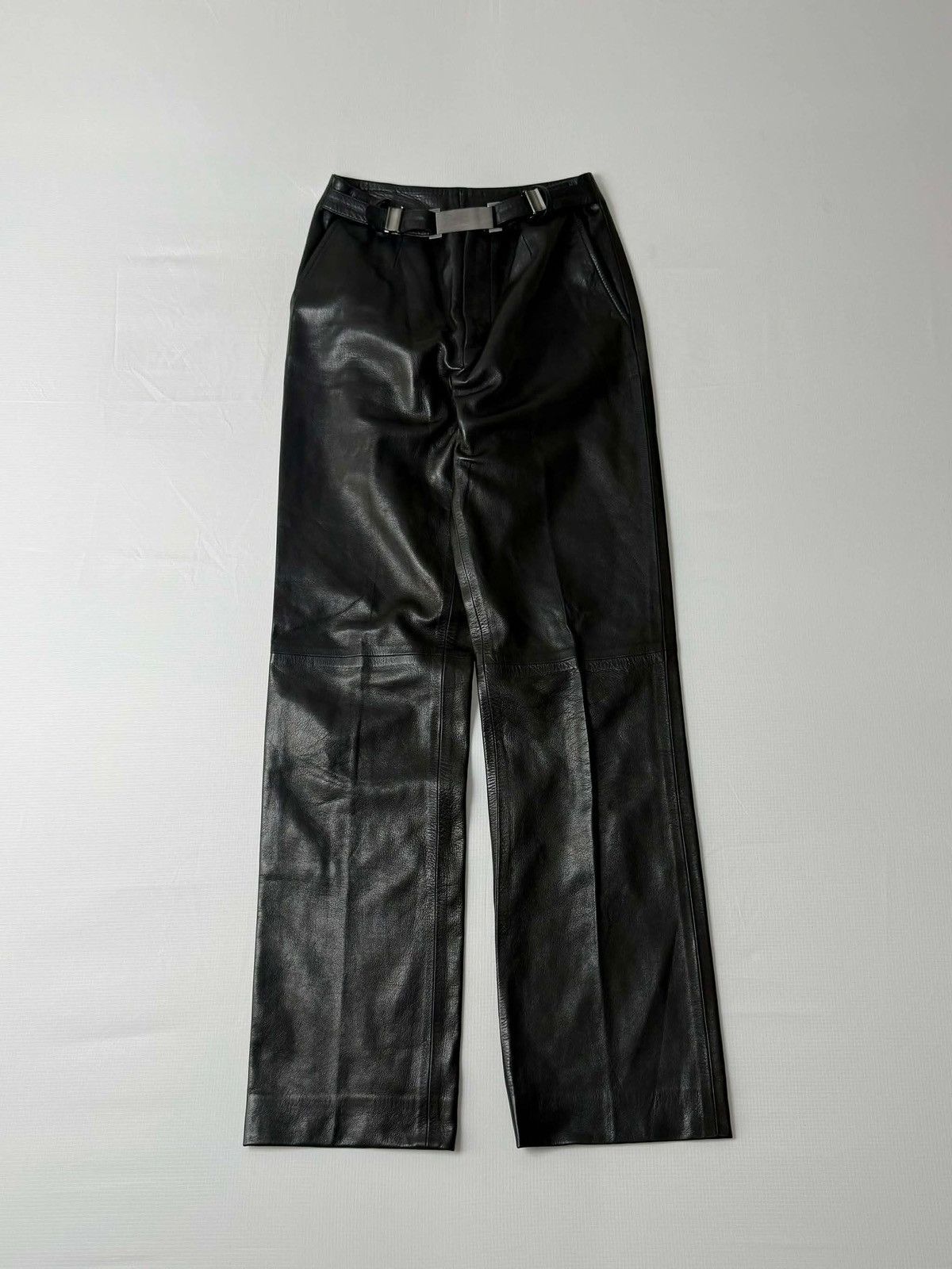 Gucci Gucci by Tom Ford 1997 Belted Leather Wide Pants Size 26" / US 2 / IT 38 - 1 Thumbnail