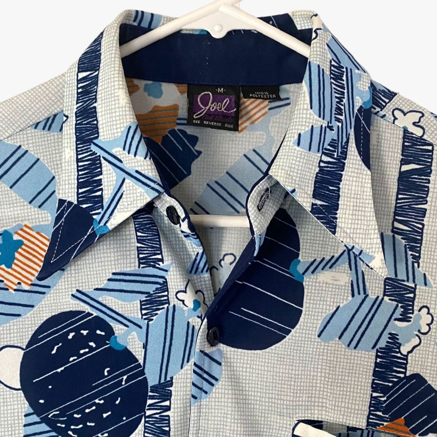 Vintage VINTAGE Joel California Abstract Retro Disco Button-Up Shirt Blue Mens M Size US M / EU 48-50 / 2 - 5 Thumbnail