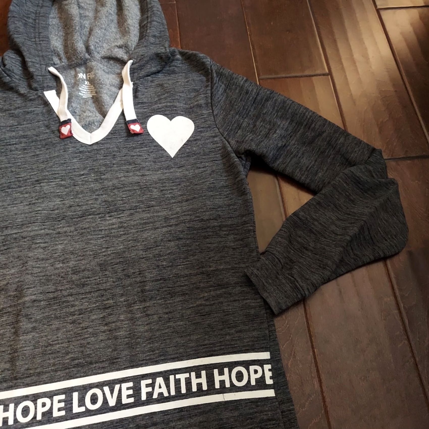 Hope On Fire Women's Gray V-Neck "Faith, Hope, Love" Hoodie Sweater XL Sweatshirt, Pullover, Long Sleeve, Casual Winter Wear, Guatemala B790 Size XL / US 12-14 / IT 48-50 - 5 Thumbnail