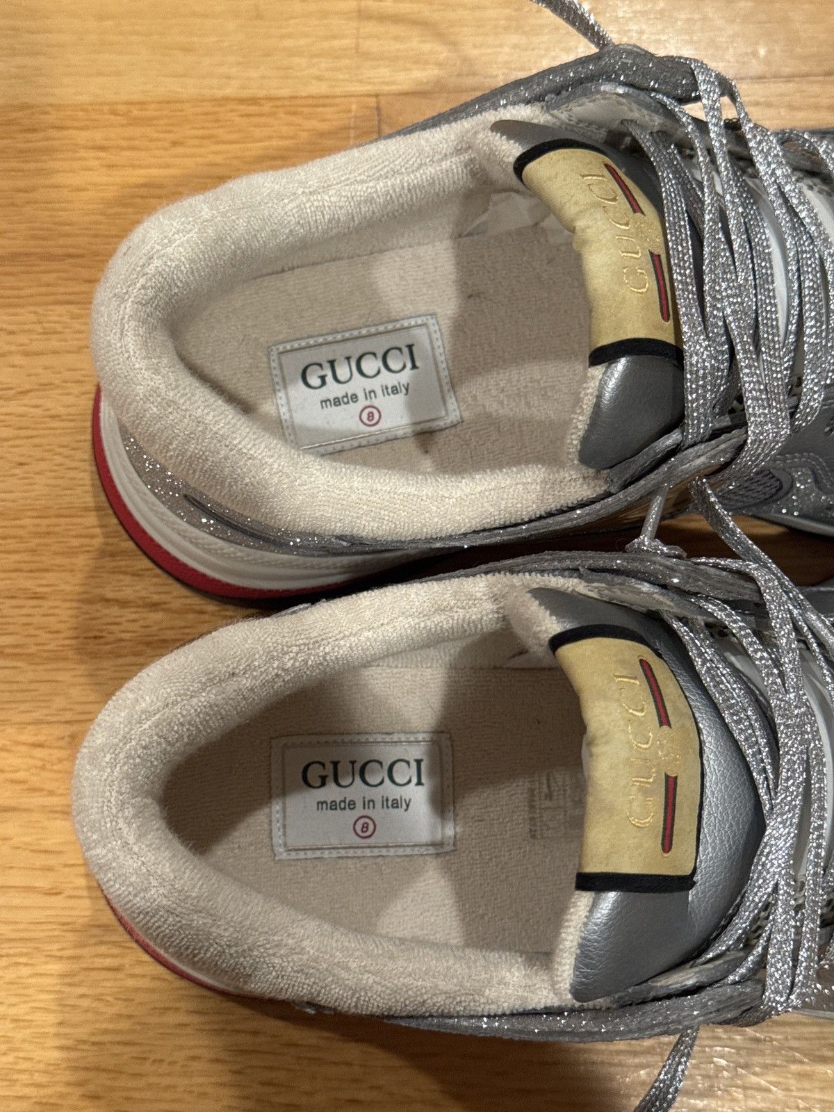 Gucci Gucci Ultrapace Glitter Sneakers Silver Mesh Size US 8 / EU 41 - 7 Thumbnail