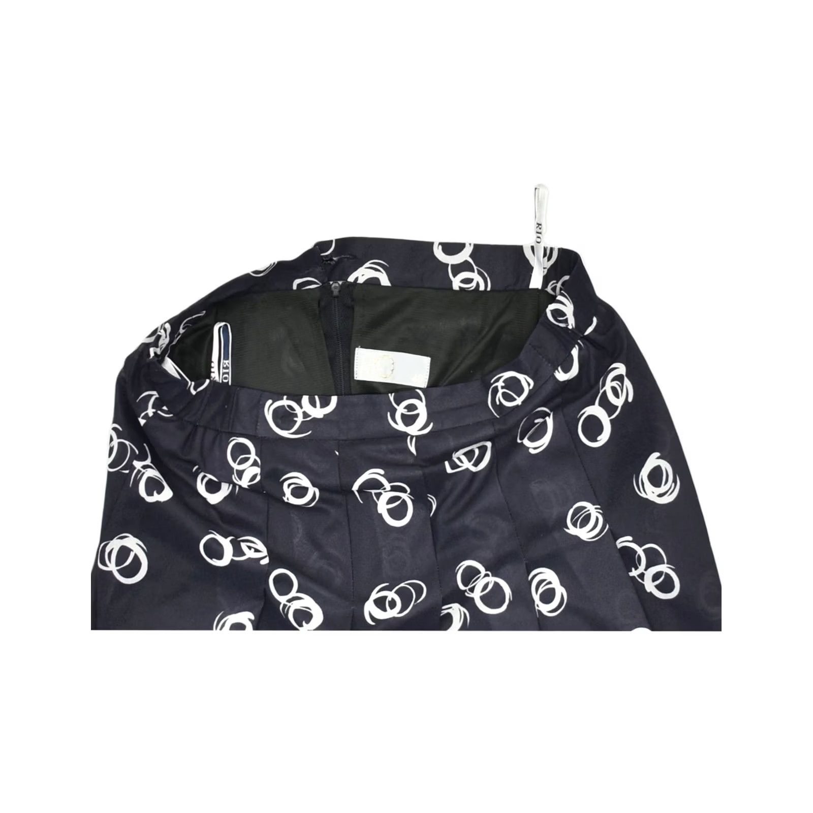 Vintage VINTAGE Pleated Skirt Womens IT 40 Small W28 Navy Blue Geometric Polyester M003 Size 28" / US 6 / IT 42 - 3 Thumbnail