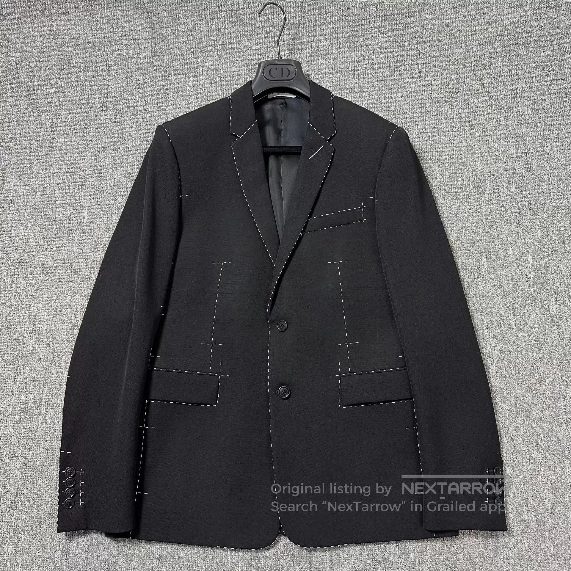 Dior Black Blazer with White Stitch Detailing. Size US M / EU 48-50 / 2 - 1 Thumbnail