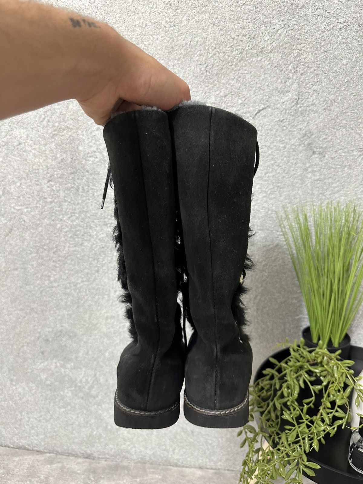 Other Y2K Kandahar Suede Fur Boots | Black Lace-Up Size US 7.5 / IT 37.5 - 8 Thumbnail