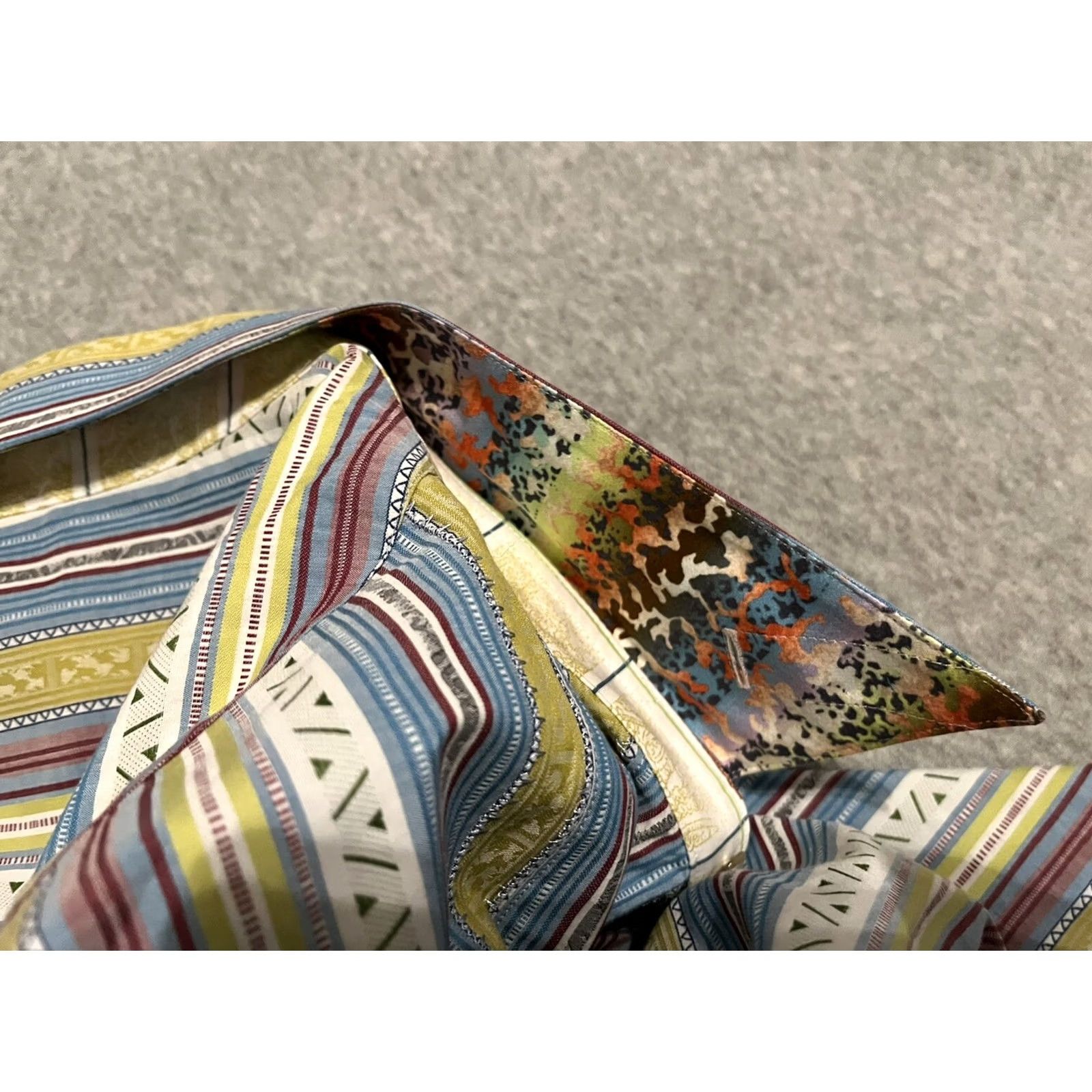 Robert Graham Robert Graham Striped Long Sleeve Button-Up Shirt Mens 2XL Multicolor Embroidered Flip Cuffs Size US XXL / EU 58 / 5 - 8 Thumbnail
