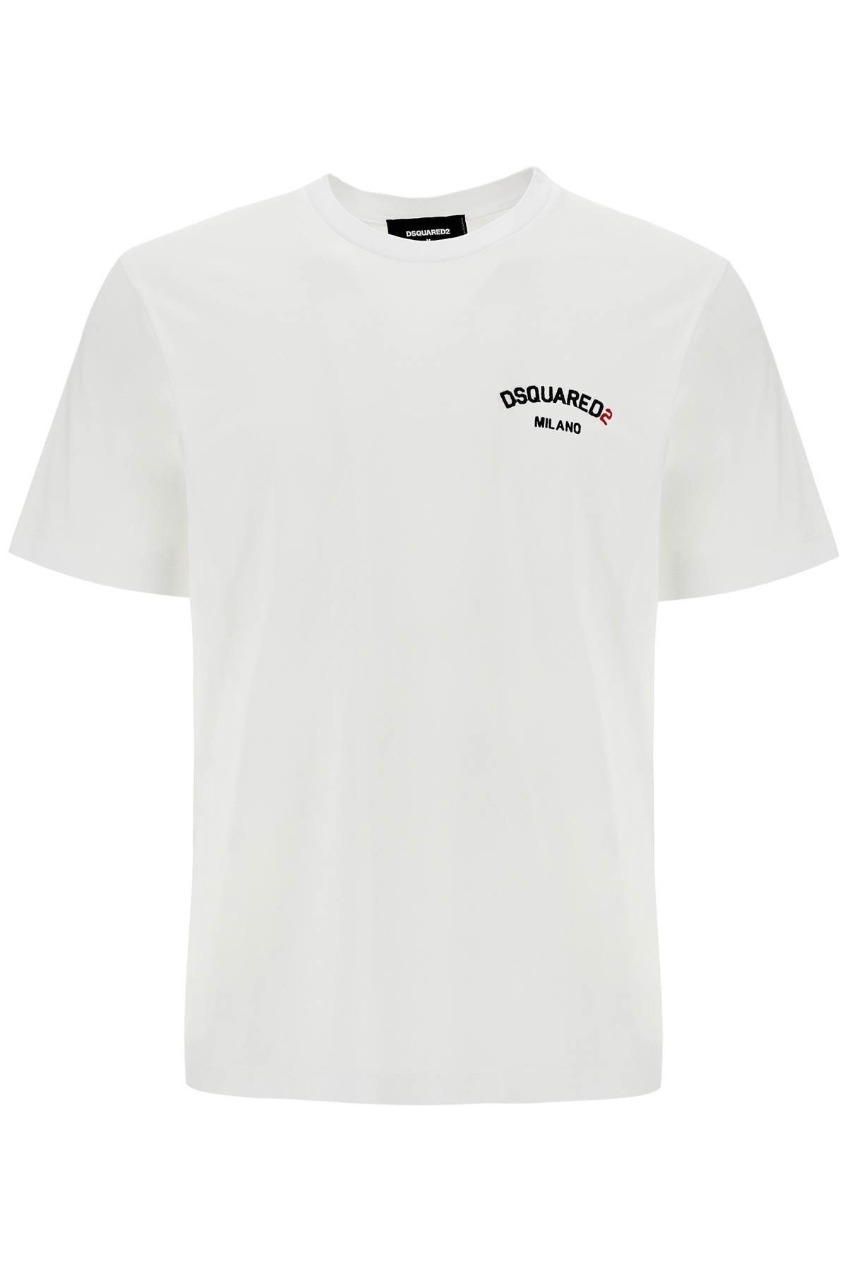 Dsquared2 White Cotton T-shirt With Embroidered Logo Label Size M