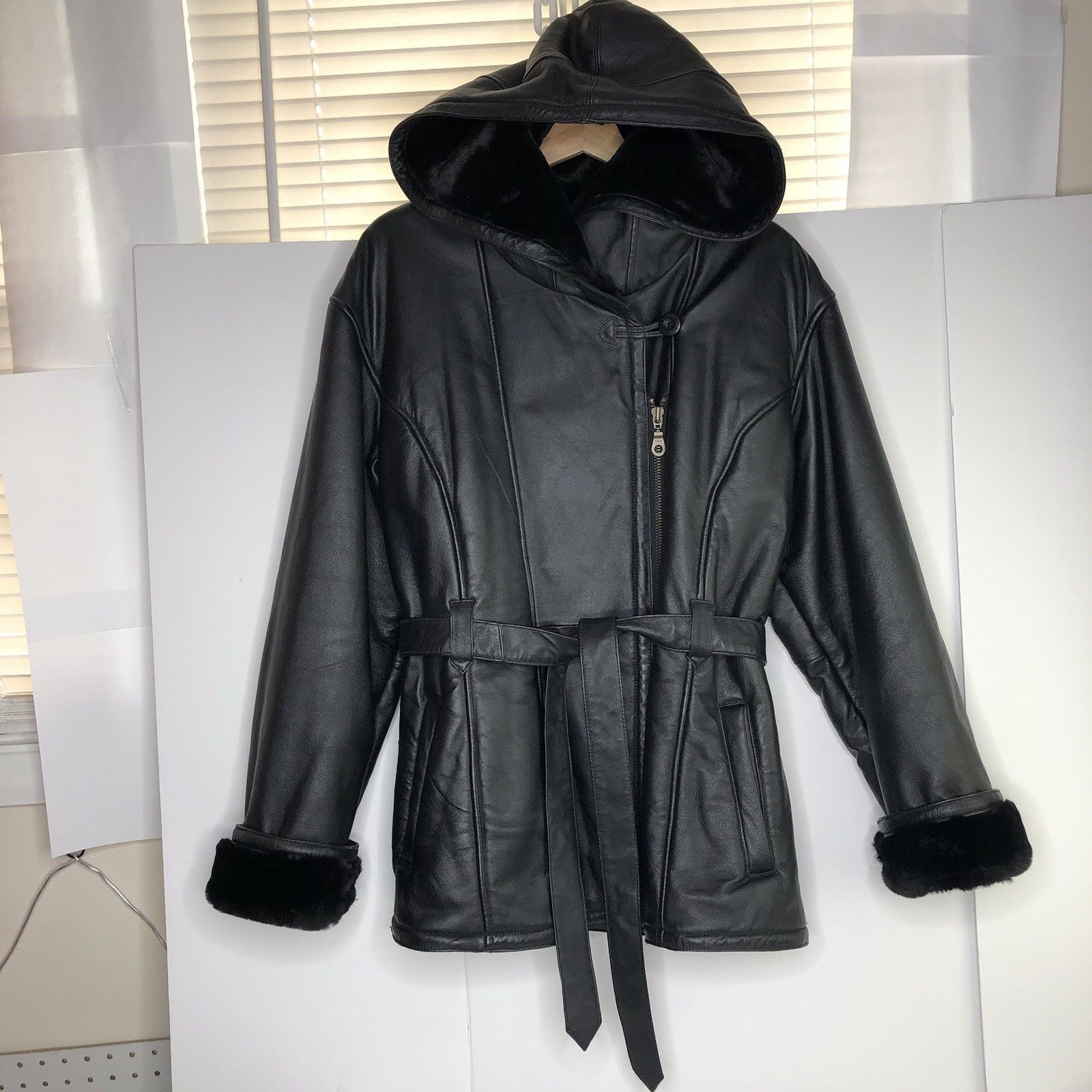 Wilsons Leather Wilsons 80s Women Black Leather Coat Jacket XL Full Fur Size XL / US 12-14 / IT 48-50 - 2 Thumbnail