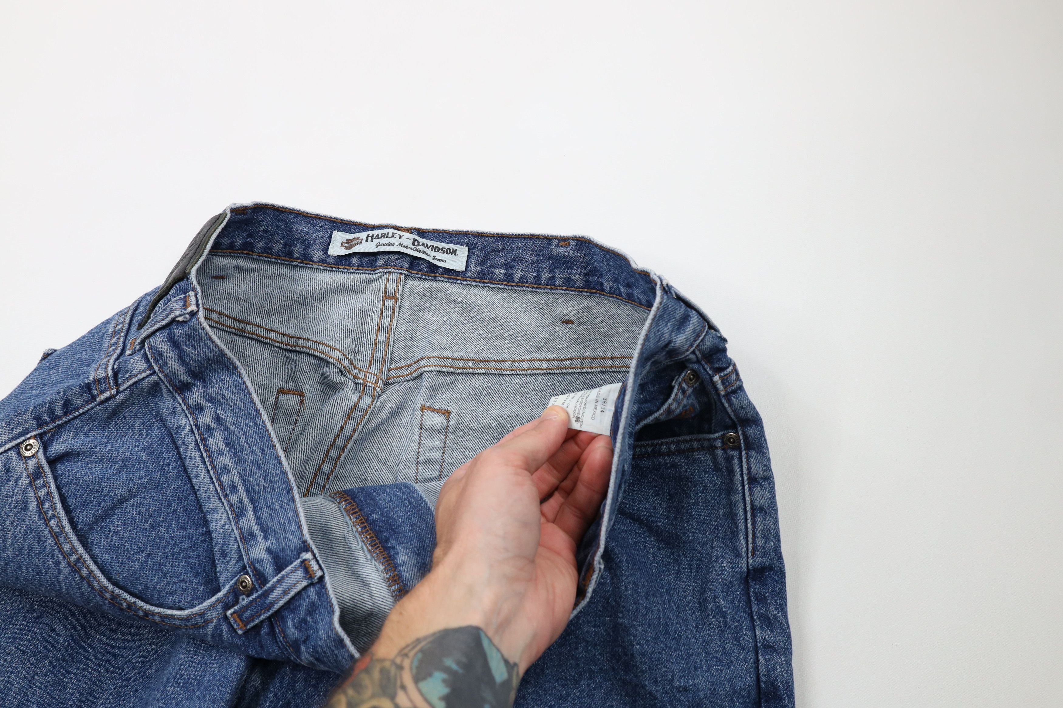 Harley Davidson × Vintage Vintage Harley Davidson Spell Out Bootcut Denim Jeans Blue Size US 38 / EU 54 - 7 Thumbnail