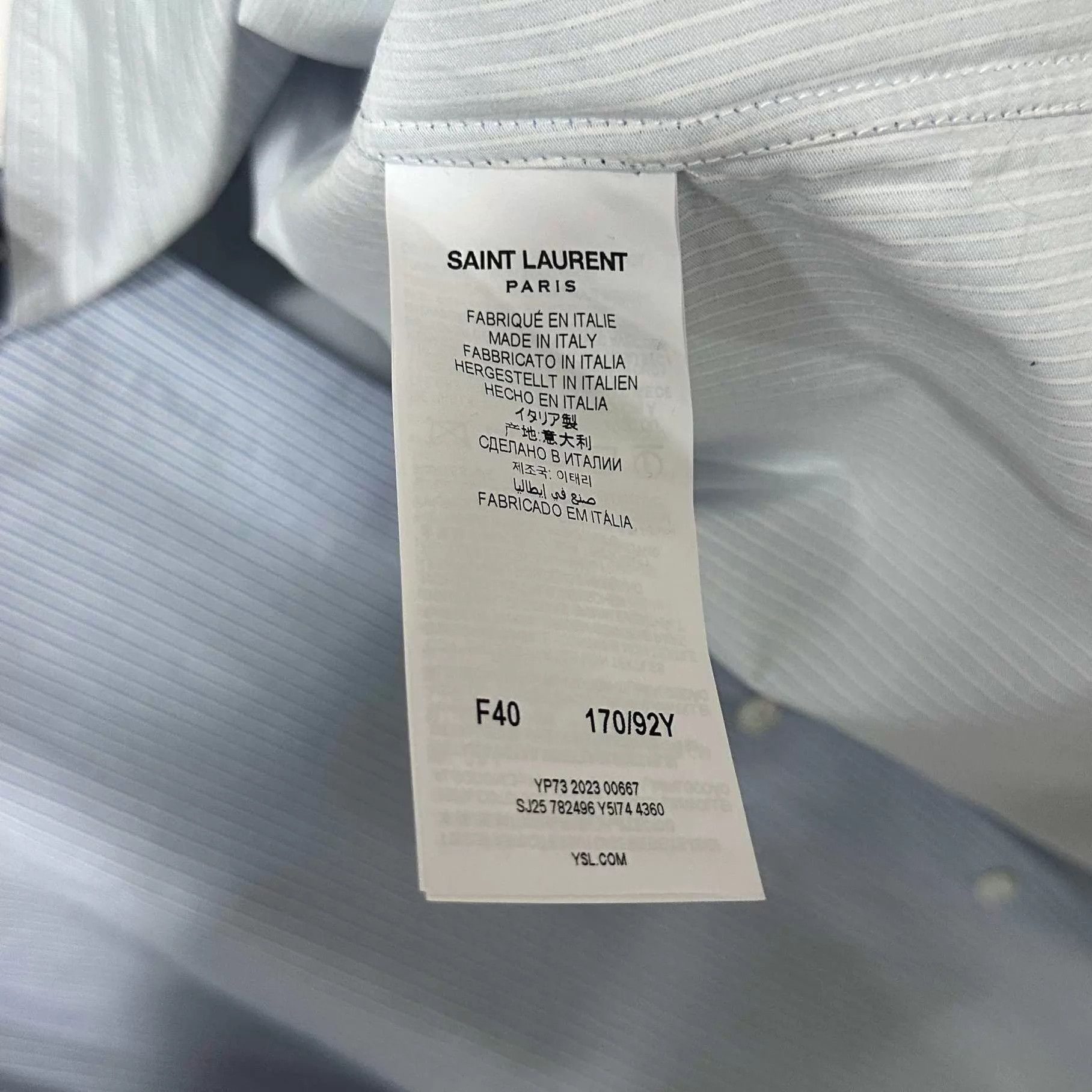 Saint Laurent Paris SLP blue stripe paneled shirt 40 new with tags Size S / US 4 / IT 40 - 5 Thumbnail