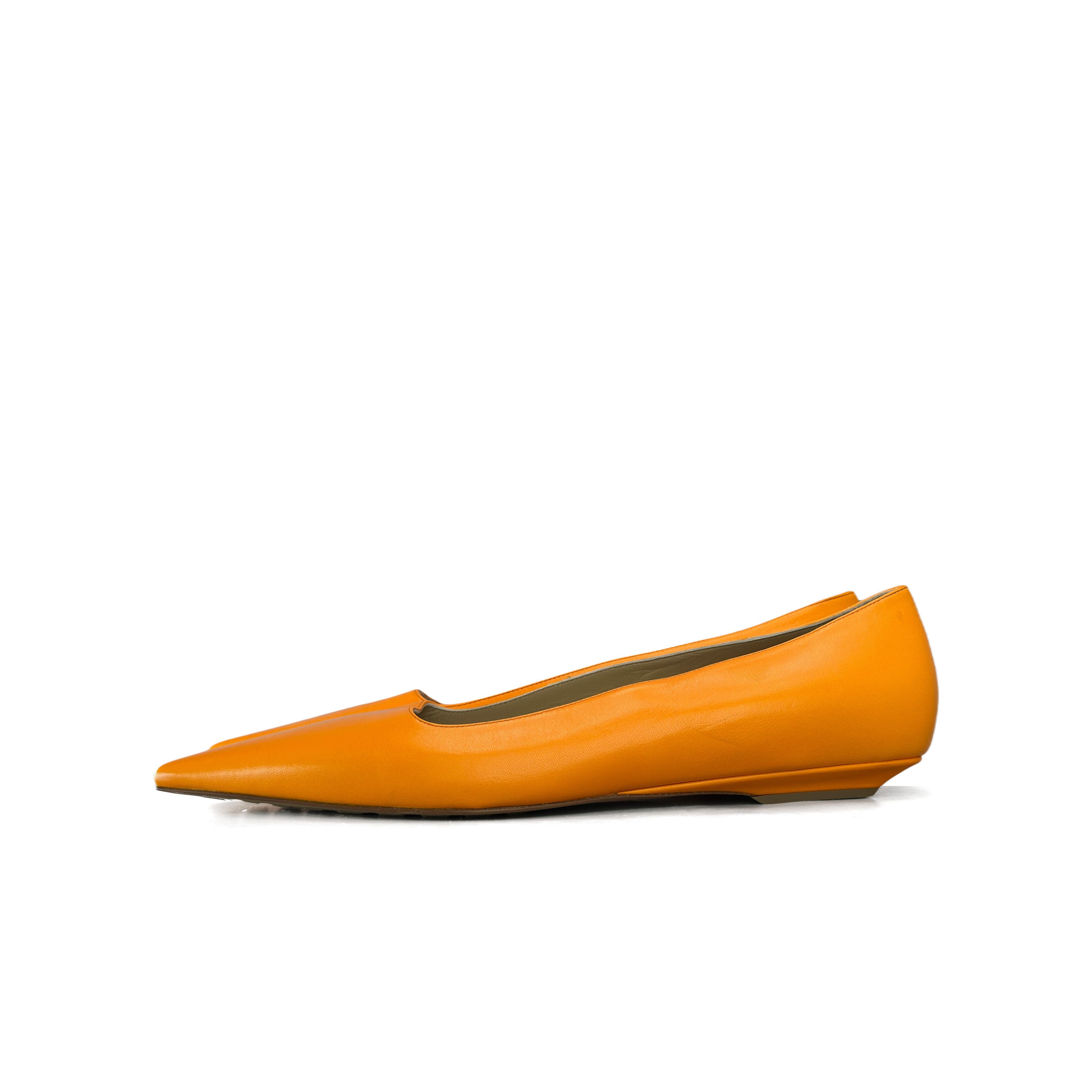 Bottega Veneta Bottega Veneta Orange Pointed Leather Flats Size 38 Size US 8 / IT 38 - 1 Thumbnail