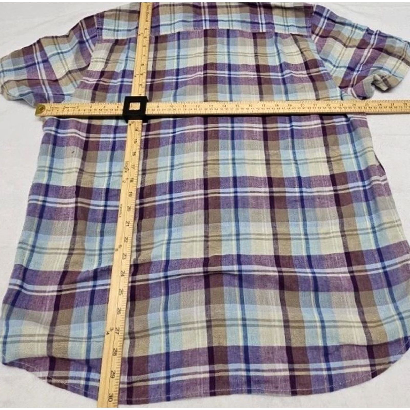Tommy Bahama Tommy Bahama Island Zone Plaid Button-Up Shirt XL Men Purple Short Sleeve Button-Down Collar Size US 36 / EU 52 - 7 Thumbnail