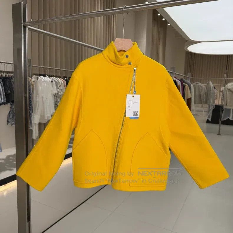 Hermes Hermes Bright yellow diagonal zip cashmere jacket Size XS / US 0-2 / IT 36-38 - 1 Thumbnail