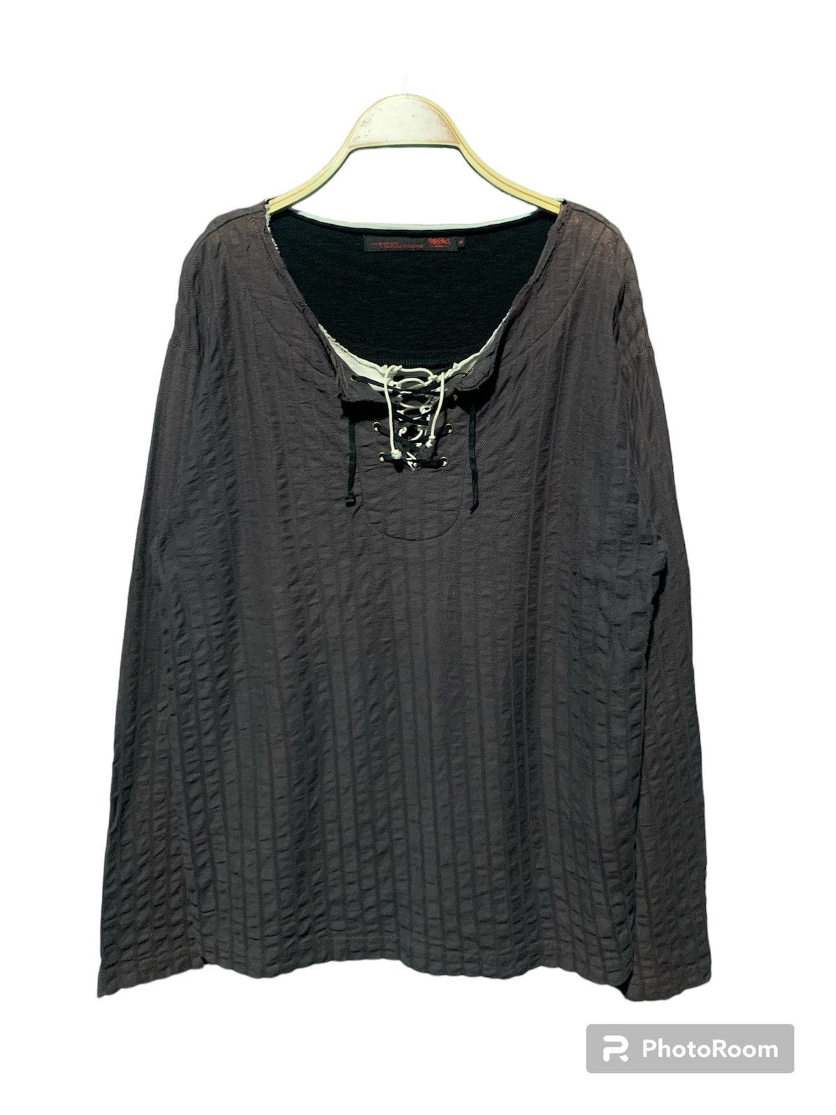 image of If Six Was Nine x Le Grande Bleu L G B Vintage Mossimo Distressed Double Laces Up Gothic Punk Tee i