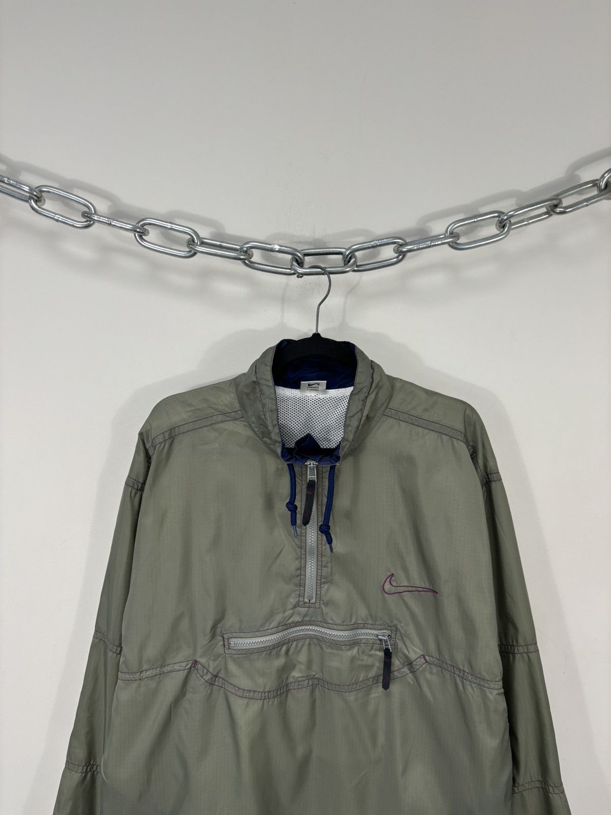 Nike Vintage Nike Y2K Big Back Logo 1/4 Zip Nylon Anorak Jacket Size US L / EU 52-54 / 3 - 3 Thumbnail