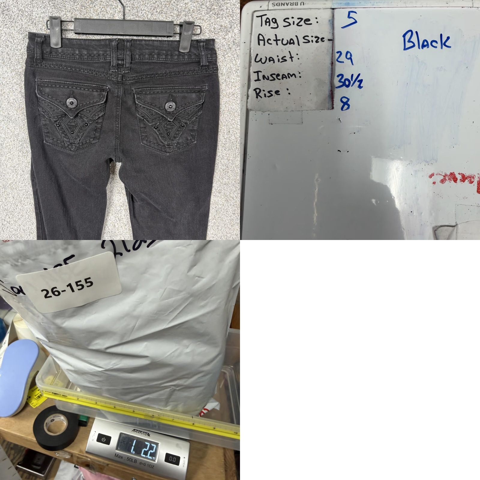Denime Mudd Jeans Juniors 5 Black Straight Low Rise Stretch Embroidered Studded Denim Size 27" / US 4 / IT 40 - 9 Thumbnail