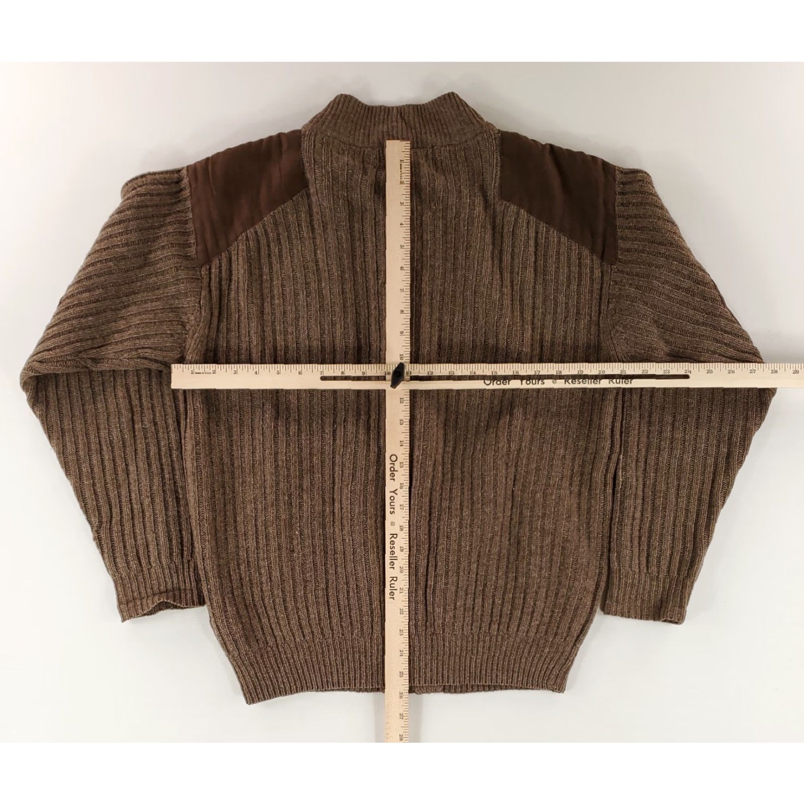Vintage Cabela's Sweater Full Zip Cardigan 100% Wool Brown Shoulders Elbow Patches Mens M Size US M / EU 48-50 / 2 - 6 Thumbnail