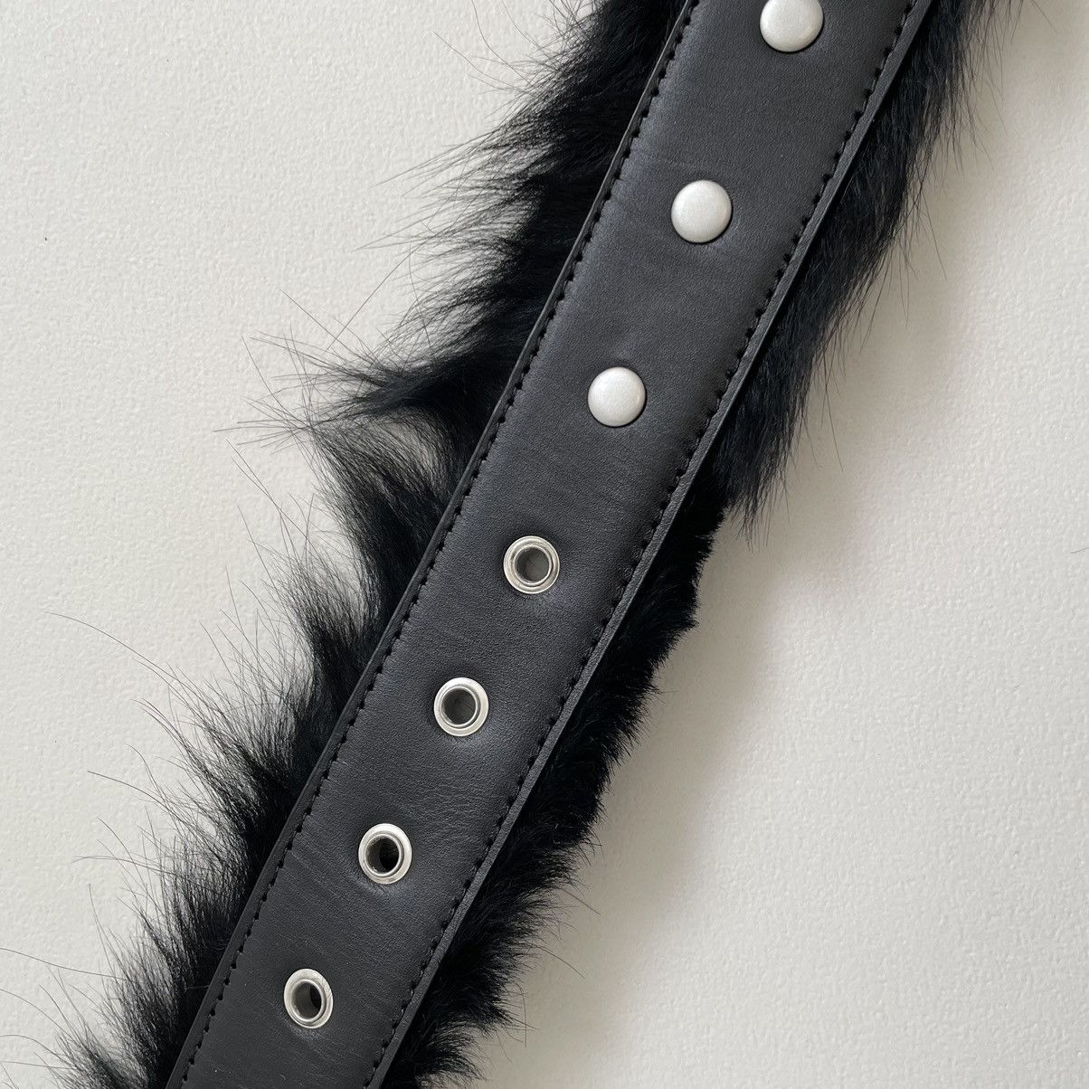 Dries Van Noten A/W 22 Studded Black Fur Belt Size 36 - 14 Thumbnail