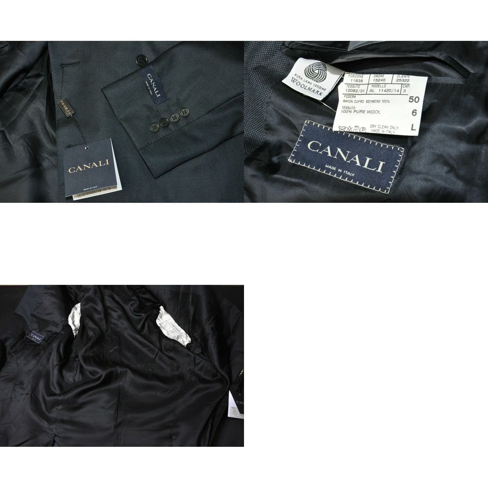 Canali Canali Double Breasted Blazer Jacket Mens Regular Size 50 Dark gray Wool Italy 100% Genuine 100%Wool New Size 50R - 8 Thumbnail