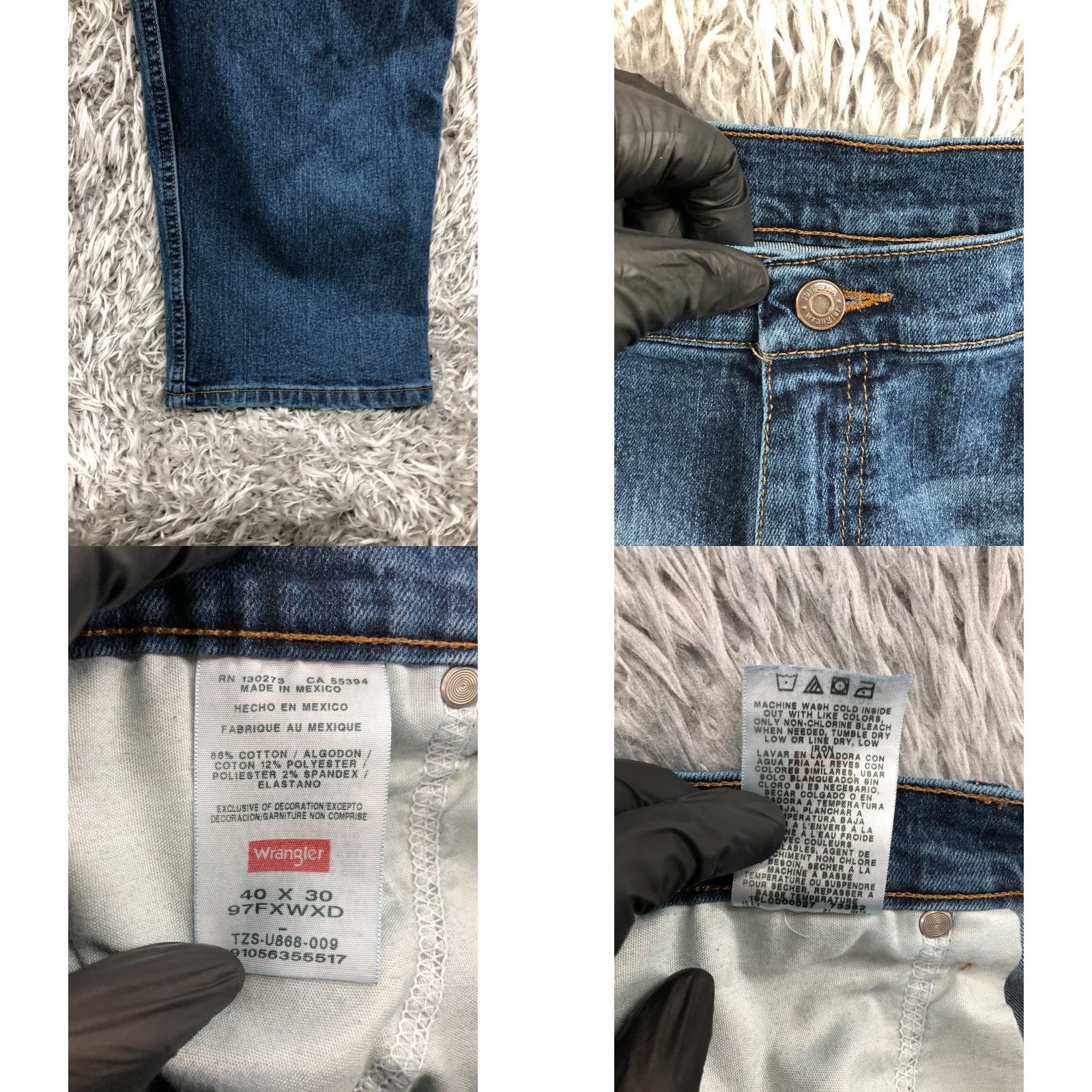 Wrangler Wrangler Jeans Straight Denim Blue 40 Mens Regular Mid Rise 30 Inseam 5-Pocket Belt Loops 40x30 Size US 40 / EU 56 - 8 Thumbnail
