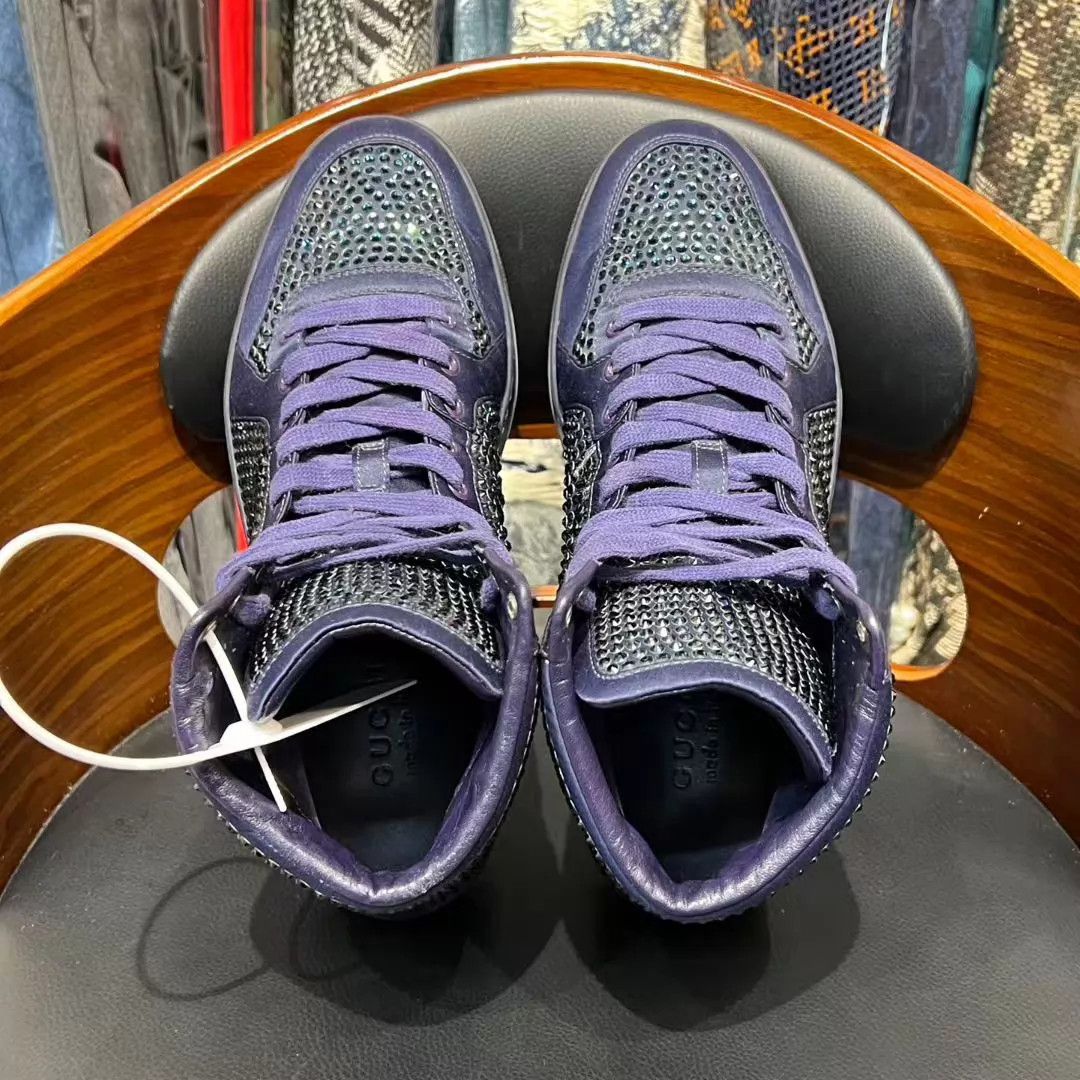 Gucci Gucci Runway Purple HiTop Crystal Sneaker 7.5/41.5, VGC Size US 7.5 / EU 40-41 - 8 Thumbnail