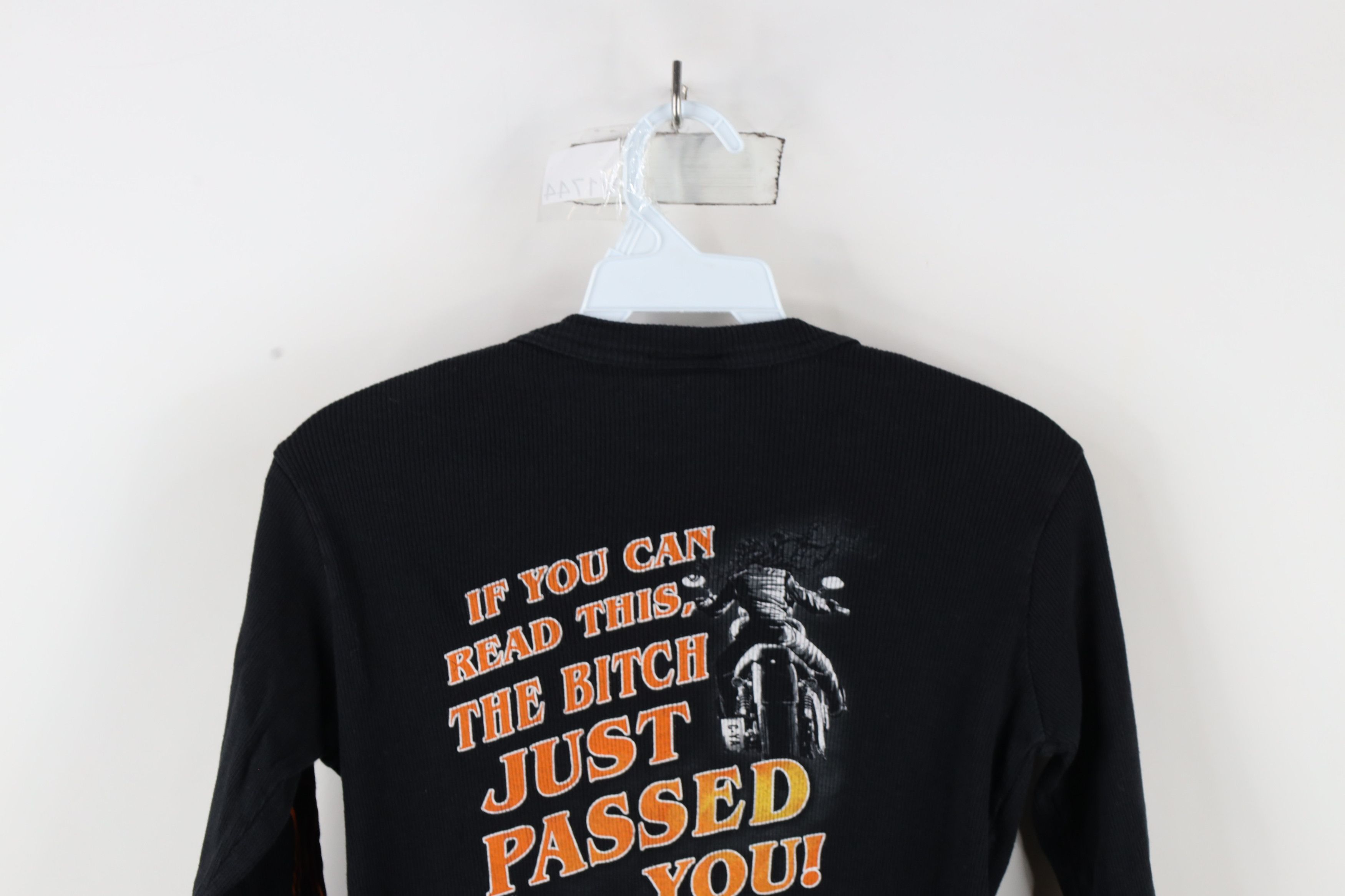 Vintage Vintage Y2K Flames Motorcycle Thermal Knit T-Shirt Black Size S / US 4 / IT 40 - 12 Thumbnail
