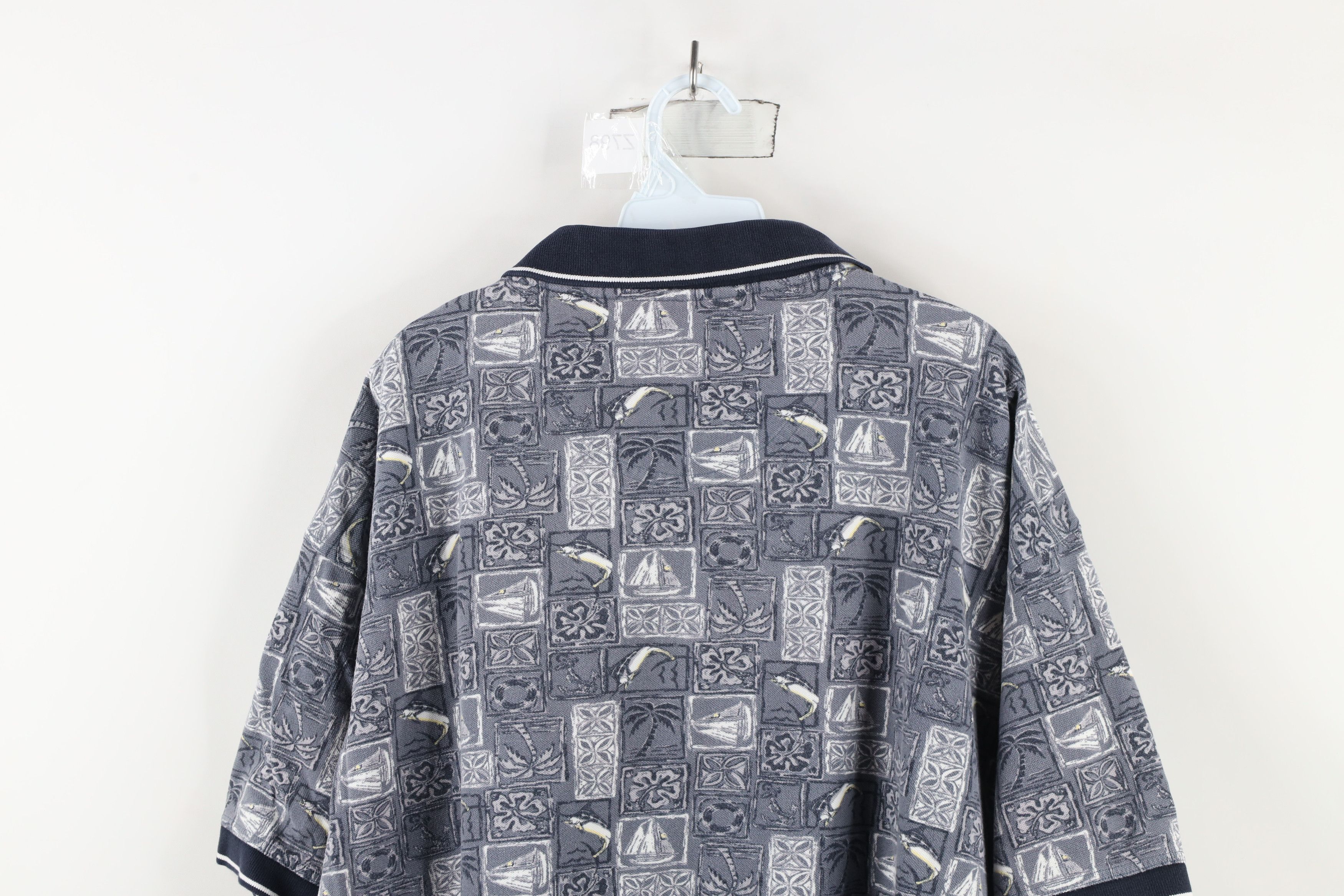 Vintage Vintage 90s Streetwear Flower Boat All Over Print Polo Shirt Size US XXL / EU 58 / 5 - 9 Thumbnail