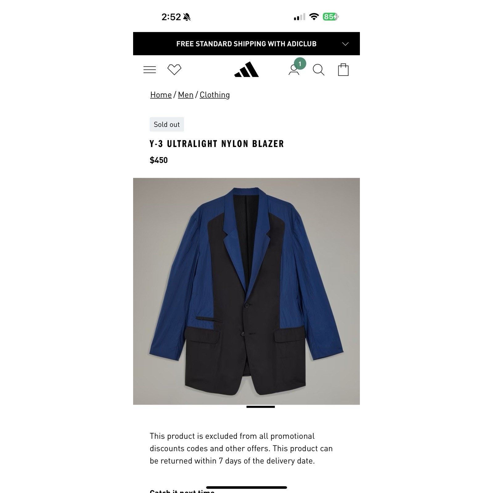 Adidas × Y-3 × Yohji Yamamoto Y-3 Yohji Yamamoto Adidas Ultralight Nylon Blazer Black Blue Size US L / EU 52-54 / 3 - 11 Thumbnail