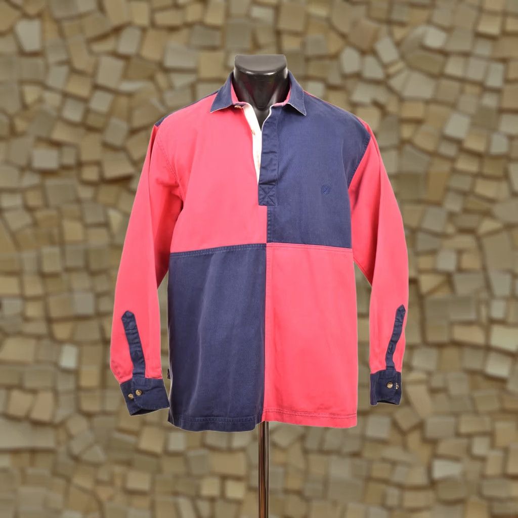 Pinko Chatham Deck Shirt M Adults Blue Colorblock Rugby Jersey Button-Up Long Sleeve Size US M / EU 48-50 / 2 - 1 Thumbnail