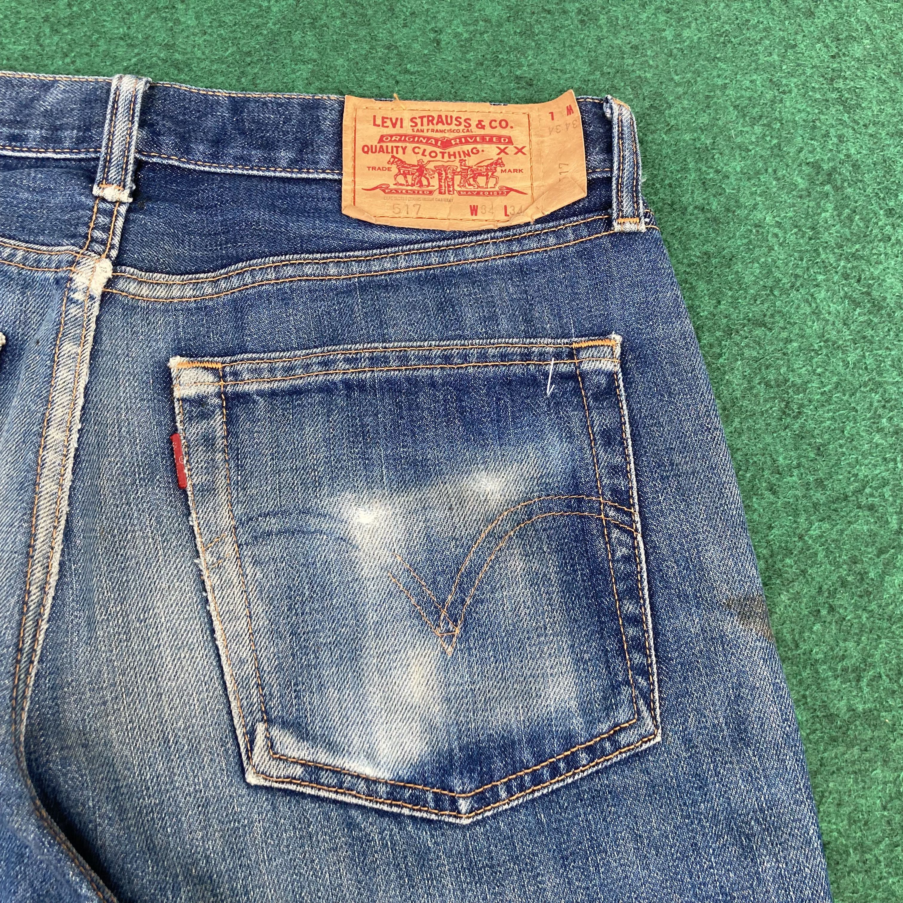 Levi's × Vintage Vtg Levis 517 Ripped Denim Bootcut Flared Sz 33 Jeans Size US 33 - 10 Thumbnail