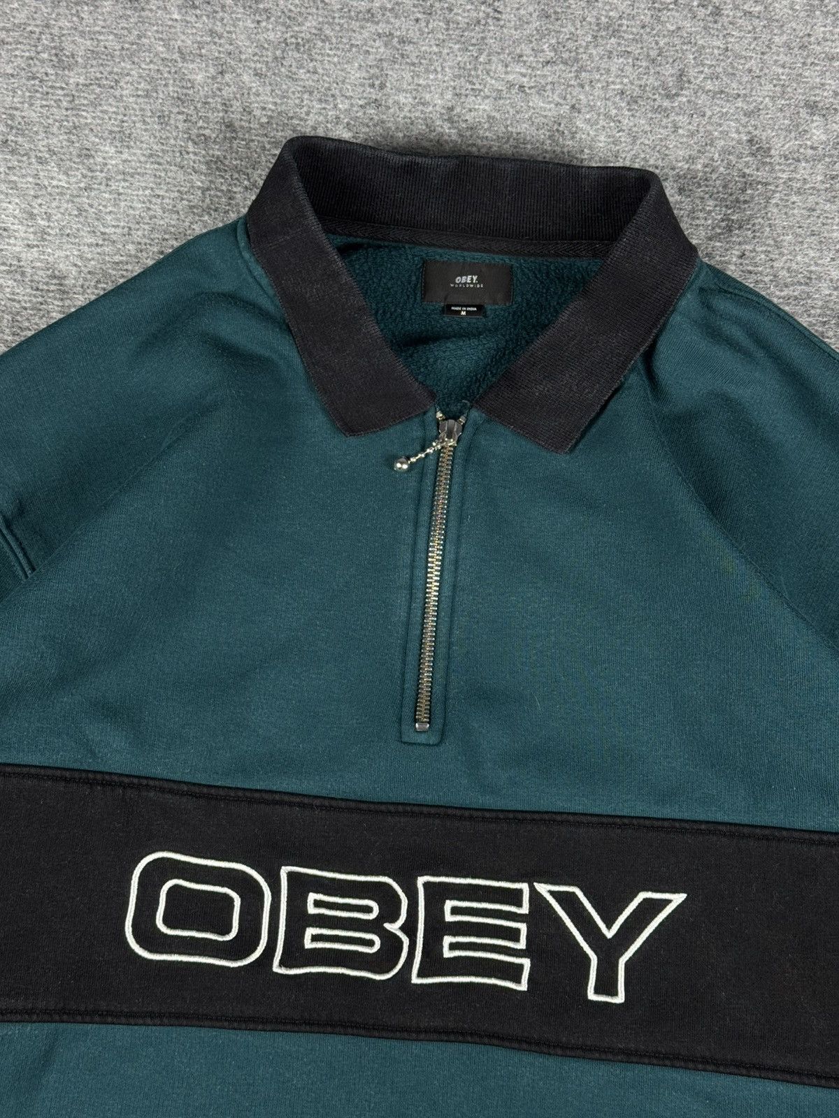 Obey Obey 1/3 ZIP UP polo sweatshirt big logo longsleeve Size US M / EU 48-50 / 2 - 4 Thumbnail