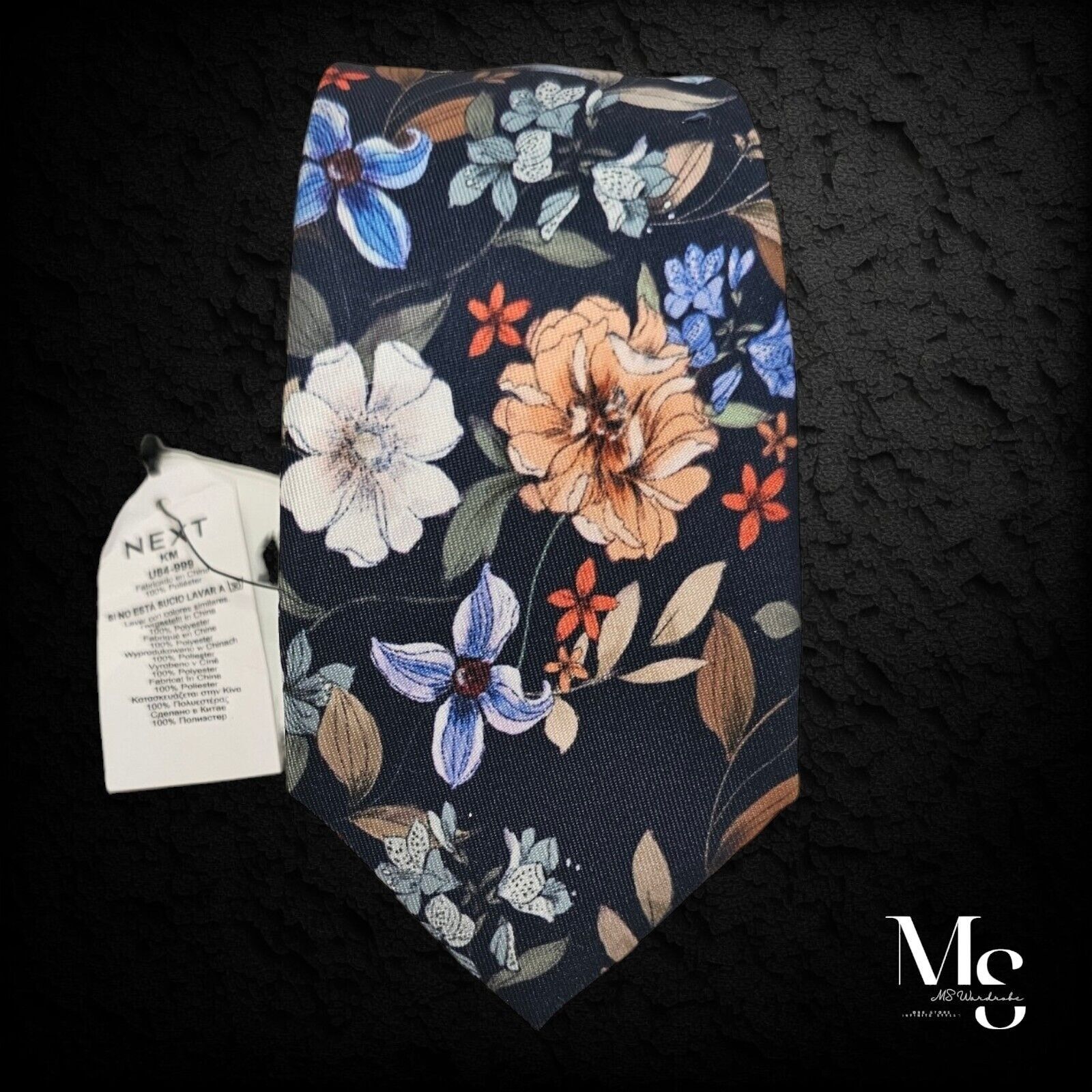 NEXT NEXT Blue Floral Polyester Tie W: 2.5" NWT Size ONE SIZE - 4 Thumbnail