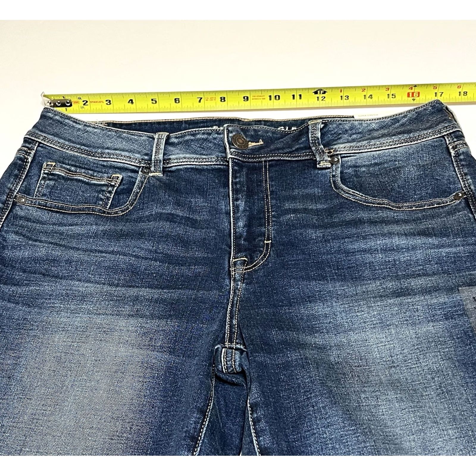 American Eagle Outfitters American Eagle Jeans Womens 14 Short Bootcut 5-Pocket Denim Blue Super Stretch Regular Rise Mid Size 36" / US 14 / IT 50 - 3 Thumbnail