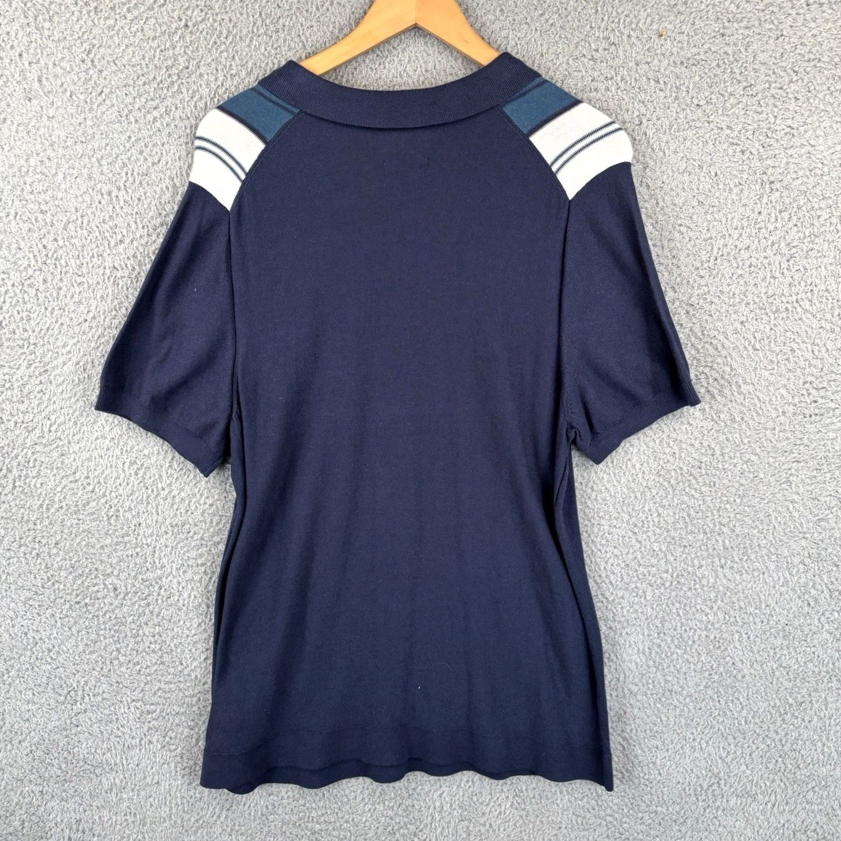 Abercrombie & Fitch Abercrombie & Fitch Polo Shirt Mens XL Navy Stripe Knit Johnny Collar Sweater Size US XL / EU 56 / 4 - 5 Thumbnail