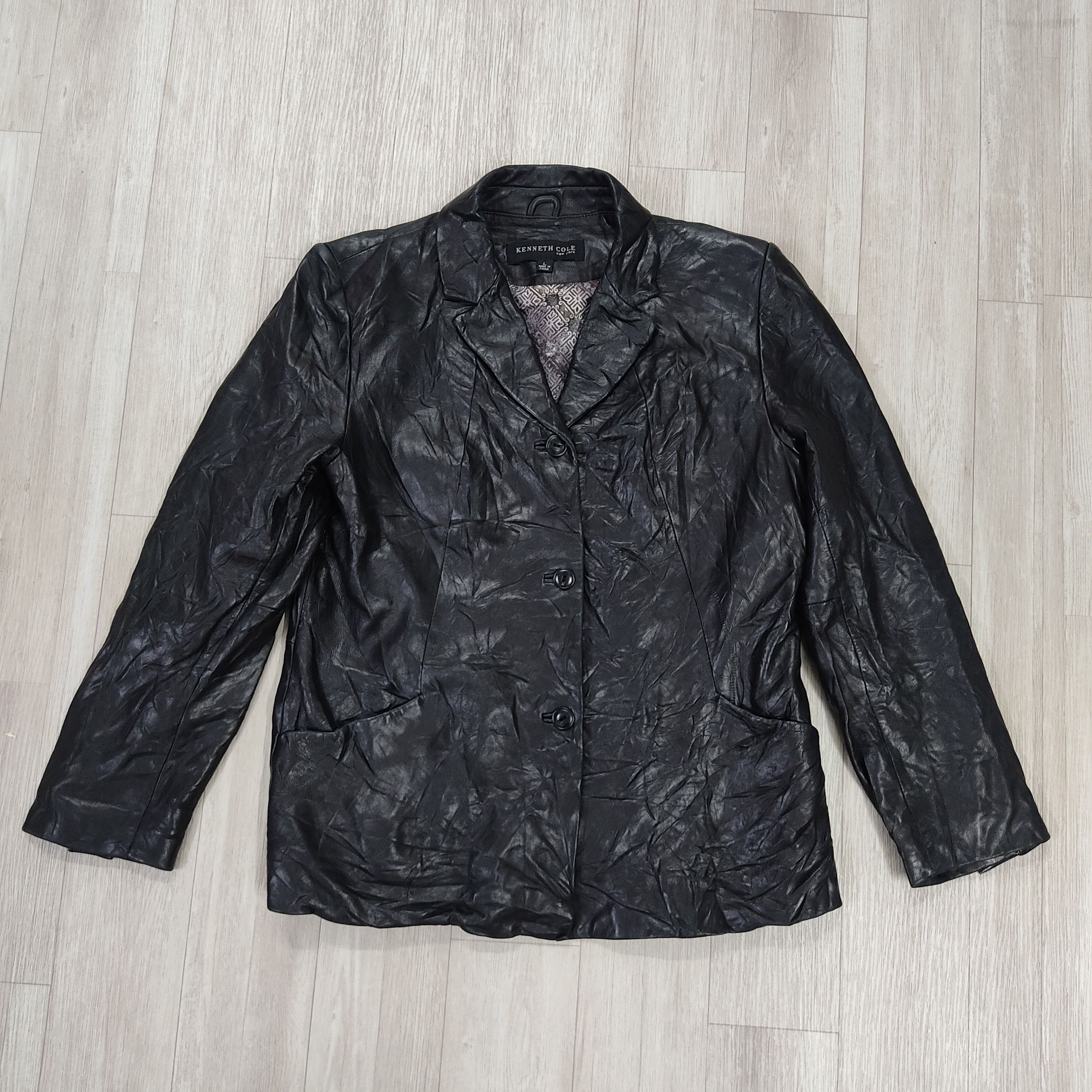 Designer × Kenneth Cole KENNETH COLE 3 Buttons Distressed Leather Jacket Size US L / EU 52-54 / 3 - 3 Thumbnail