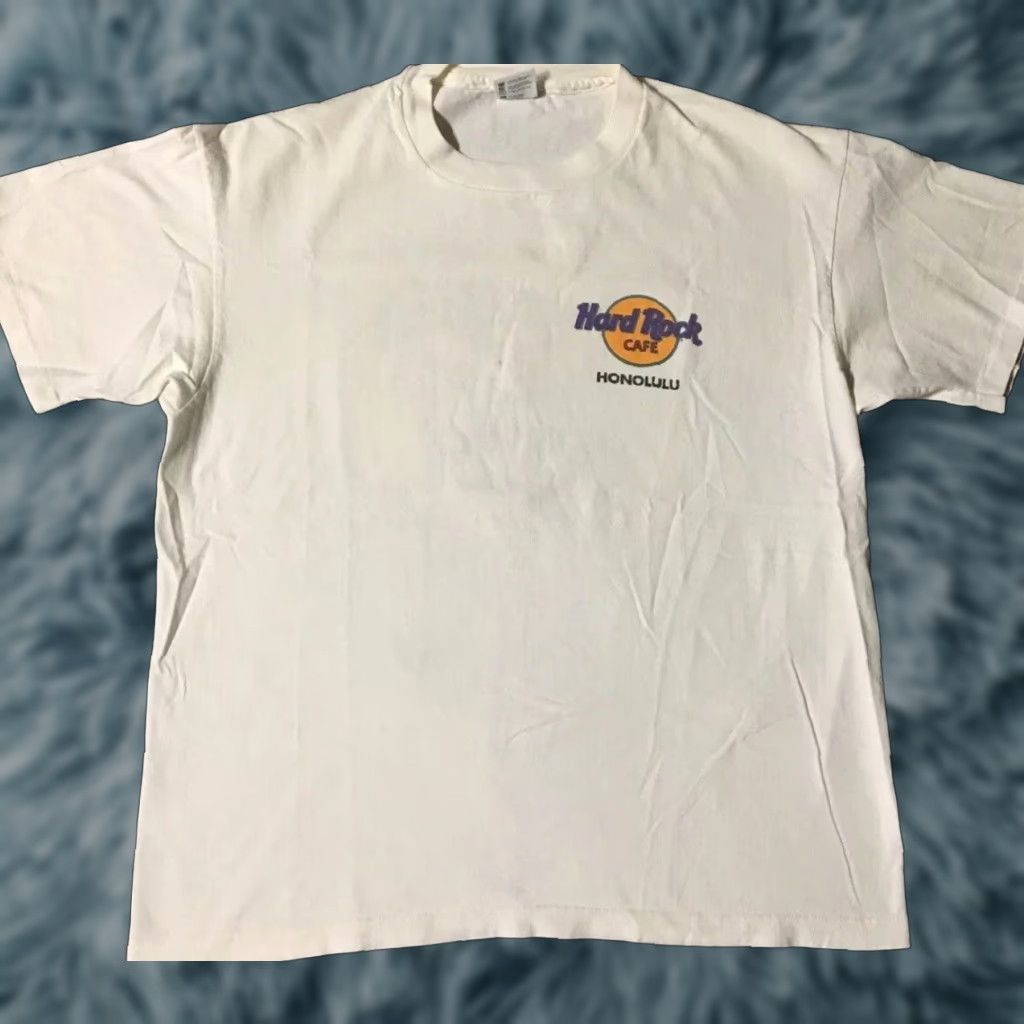 Vintage VINTAGE 90s Hard Rock Honolulu Shirt L White Surf Grunge Hawaii Beach Skate OP 80s USA Mens T-Shirt Short Sleeve Size US L / EU 52-54 / 3 - 1 Thumbnail