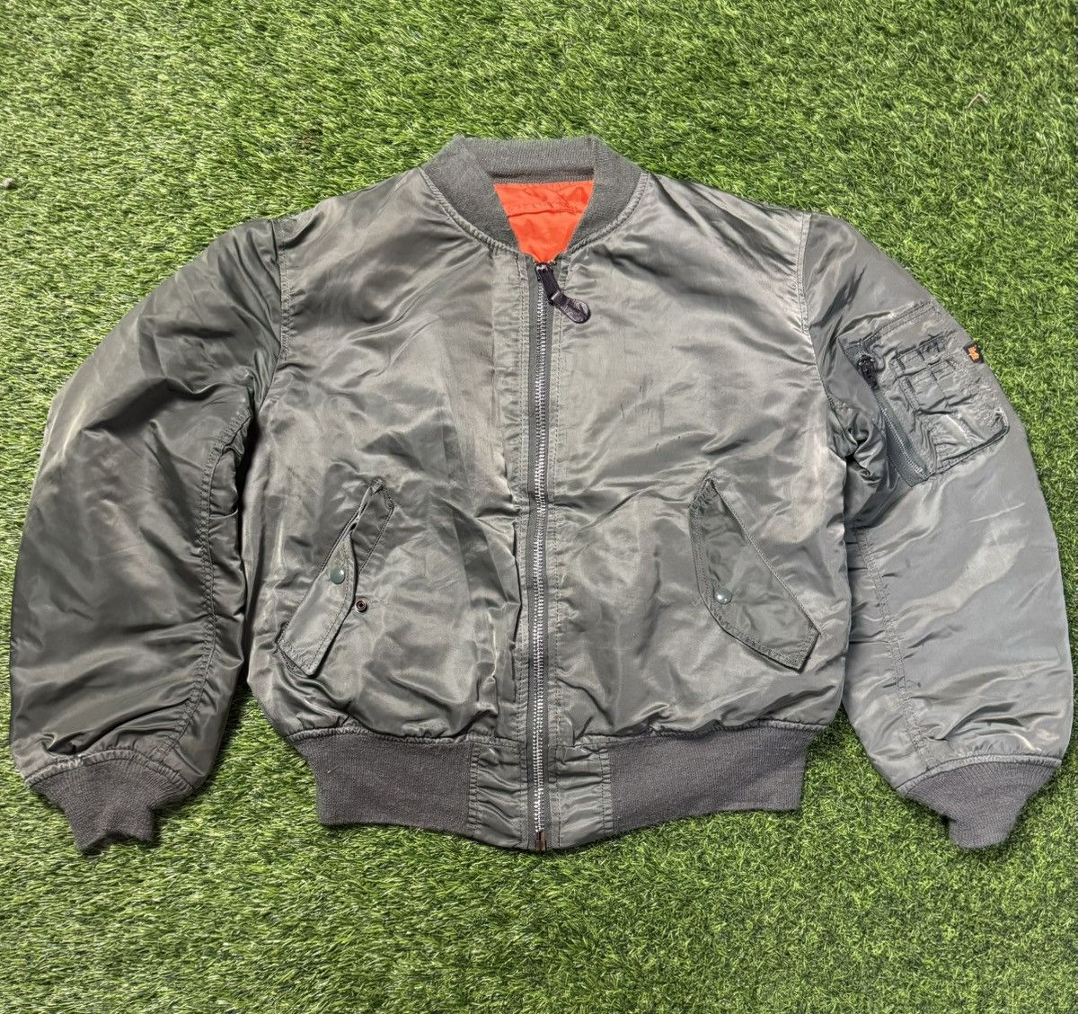 Alpha Industries × Vintage vintage alpha industries bomber jacket- leather patch Size US L / EU 52-54 / 3 - 6 Thumbnail