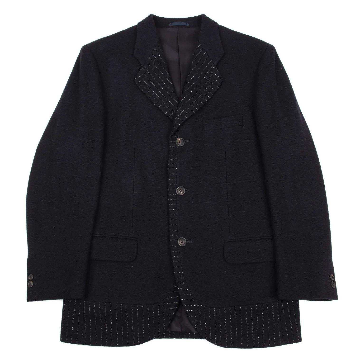 Issey Miyake Wool Design Set-Up in Navy, Size XL Size US 38 / EU 54 - 2 Thumbnail