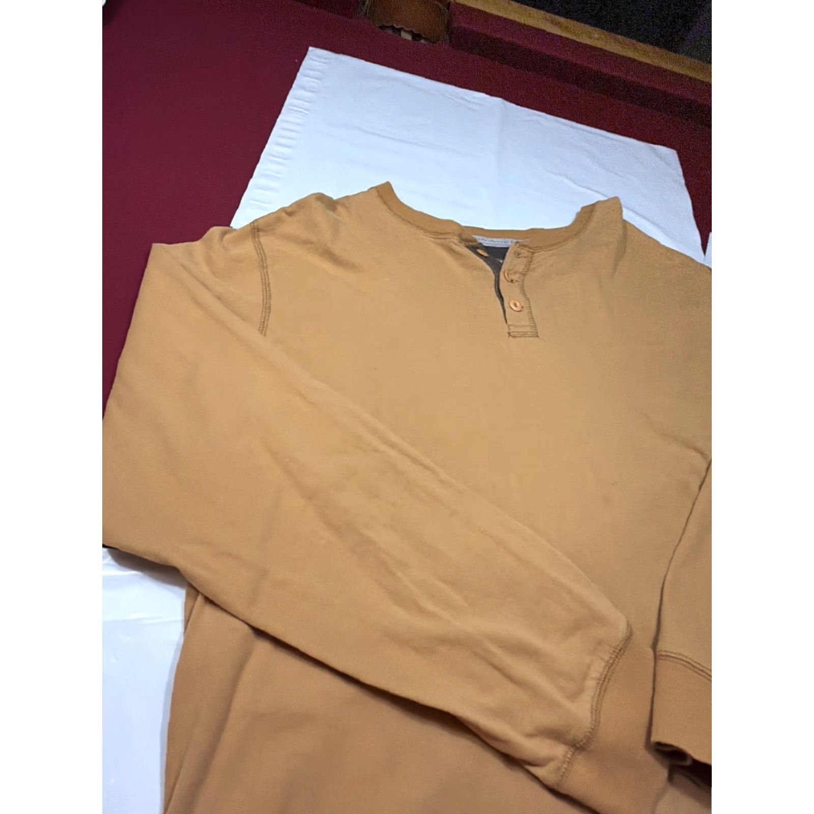 Vintage VINTAGE Ruff Hewn Henley Shirt XL Mens Brown Cotton 90s Grunge Button Neck Pullover Well Worn Relaxed Casual Workwear - Mens Size US XL / EU 56 / 4 - 5 Thumbnail