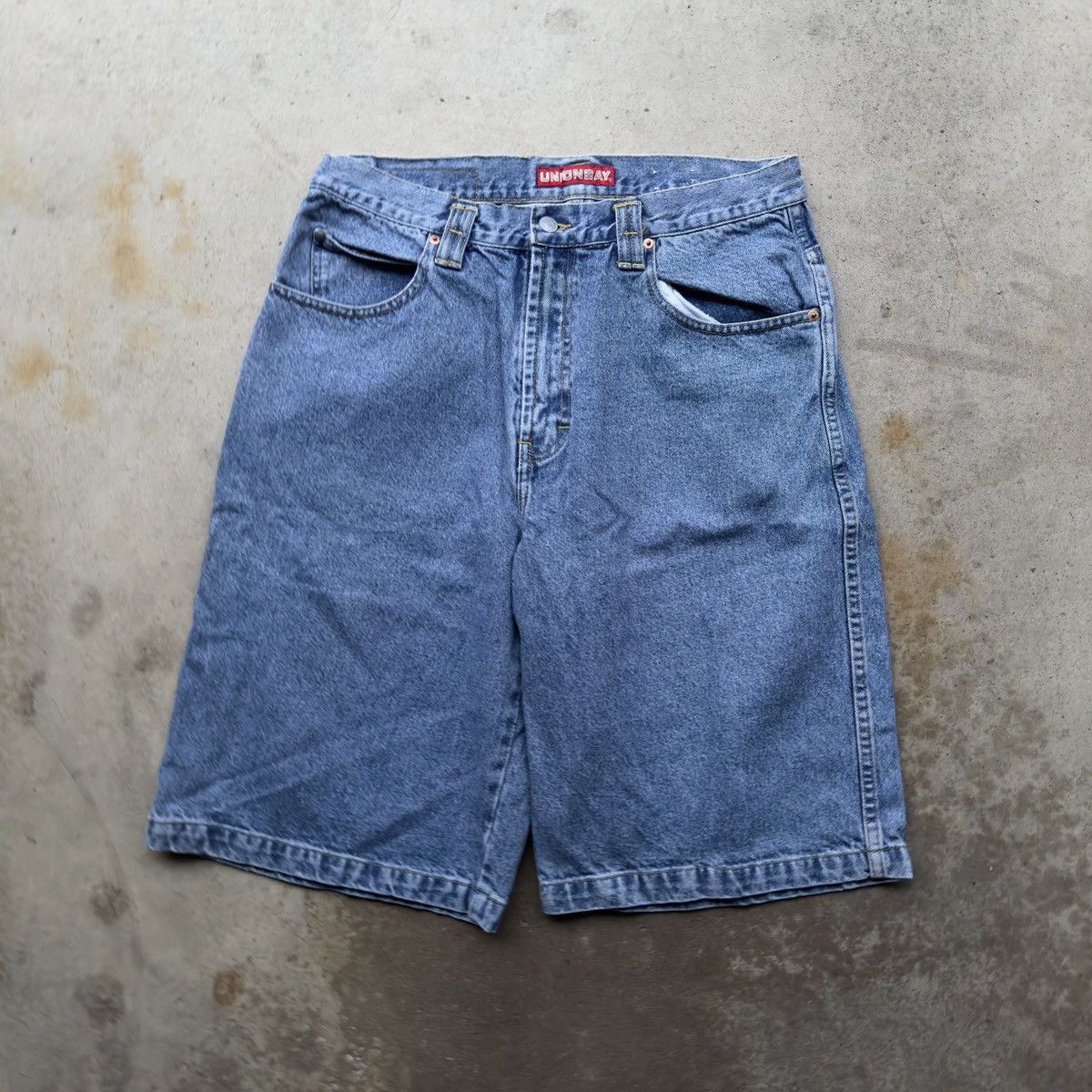 image of Levis x Vintage Unionbay Baggy Faded Denim Skater Jean Shorts Jorts in Blue, Men's (Size 33)