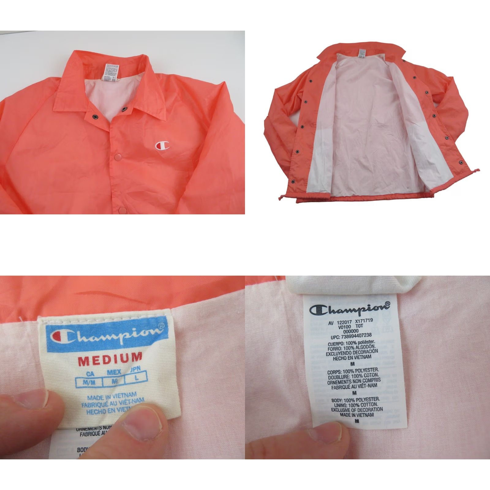 Champion VINTAGE Champion Coach Jacket Unisex Medium Pink Satin 90s Y2K Windbreaker Jacket Size M / US 6-8 / IT 42-44 - 8 Thumbnail