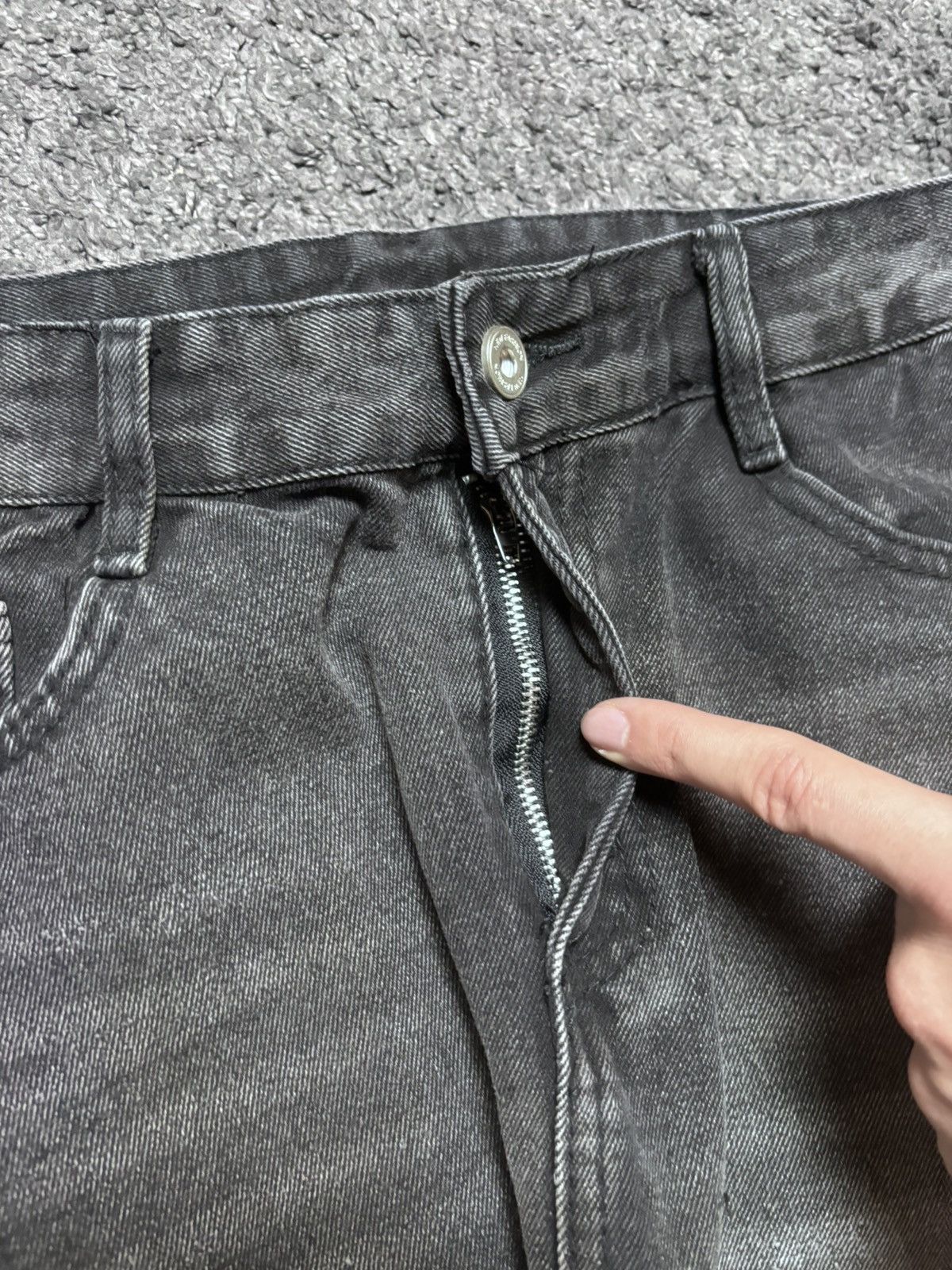Jean × Vintage Vintage abstract art brutalist rare gray baggy jeans denim Size US 33 - 12 Thumbnail