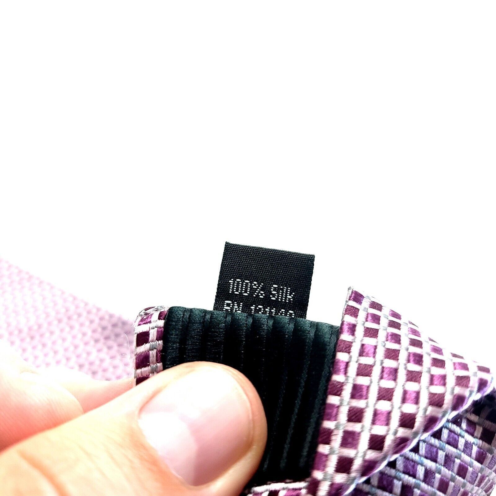 Designer Kenneth Roberts Platinum Purple Pink Woven Check Silk Tie Size ONE SIZE - 5 Thumbnail