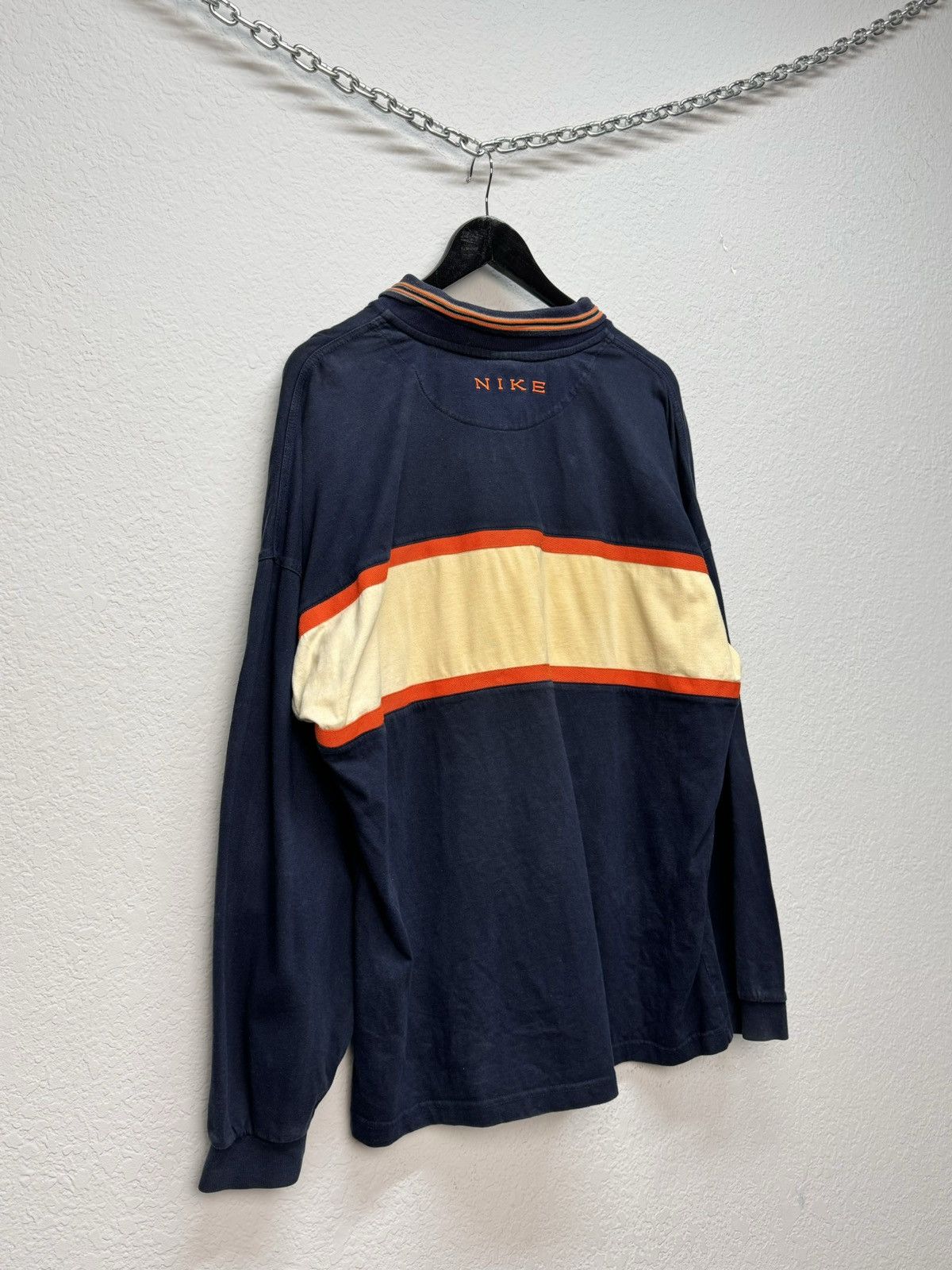 Nike Vintage Nike Streetwear Striped Rugby Sweatshirt Size US L / EU 52-54 / 3 - 7 Thumbnail