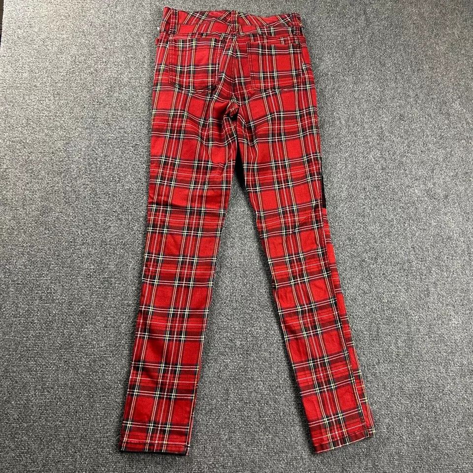 Other Royal Bones Juniors 5 Plaid Red Skinny Casual Cotton Blend Size 26" / US 2 / IT 38 - 6 Thumbnail