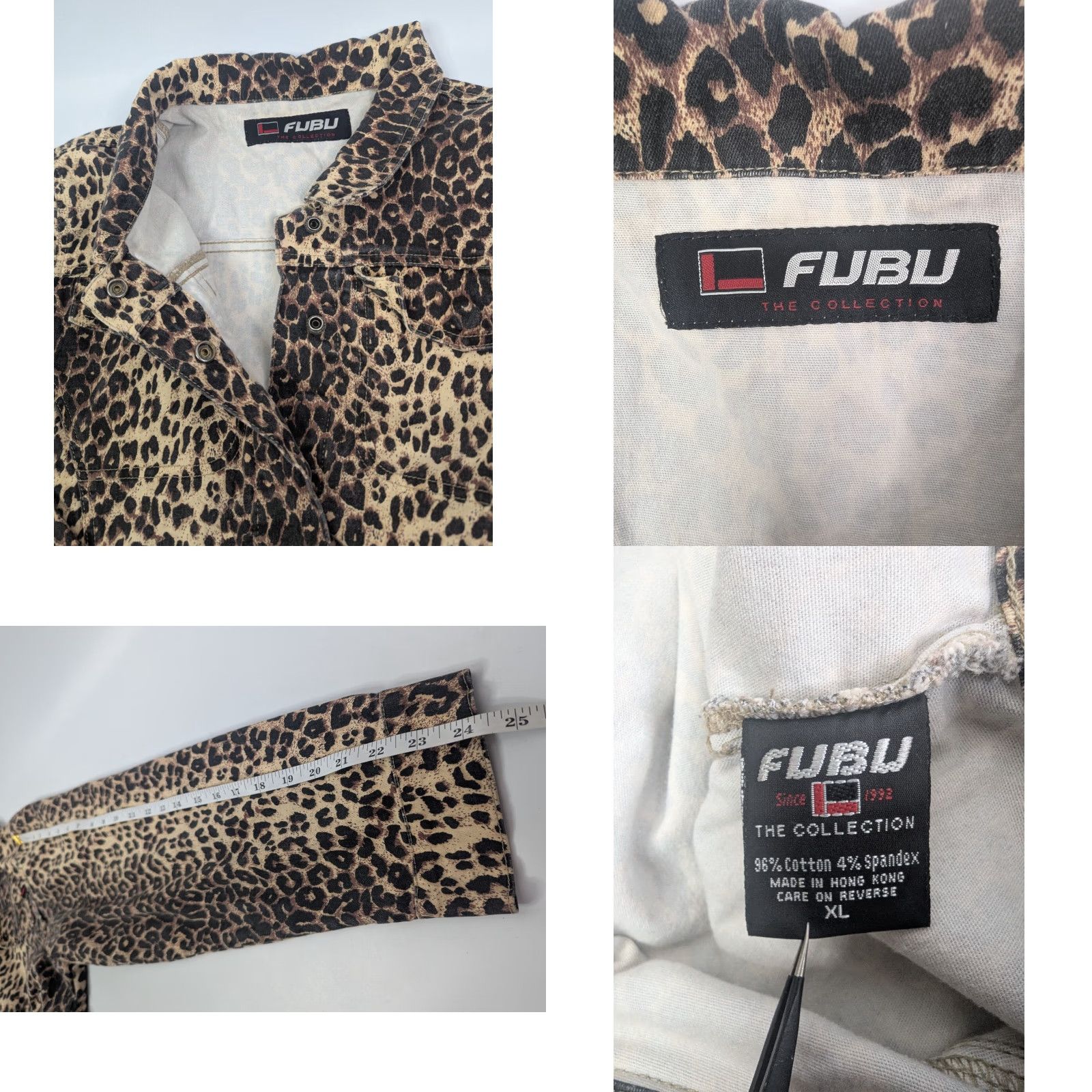 Fubu VINTAGE FUBU Crop Jacket Womens XL Leopard Print Snap Button 90s Y2K Streetwear Size XL / US 12-14 / IT 48-50 - 8 Thumbnail