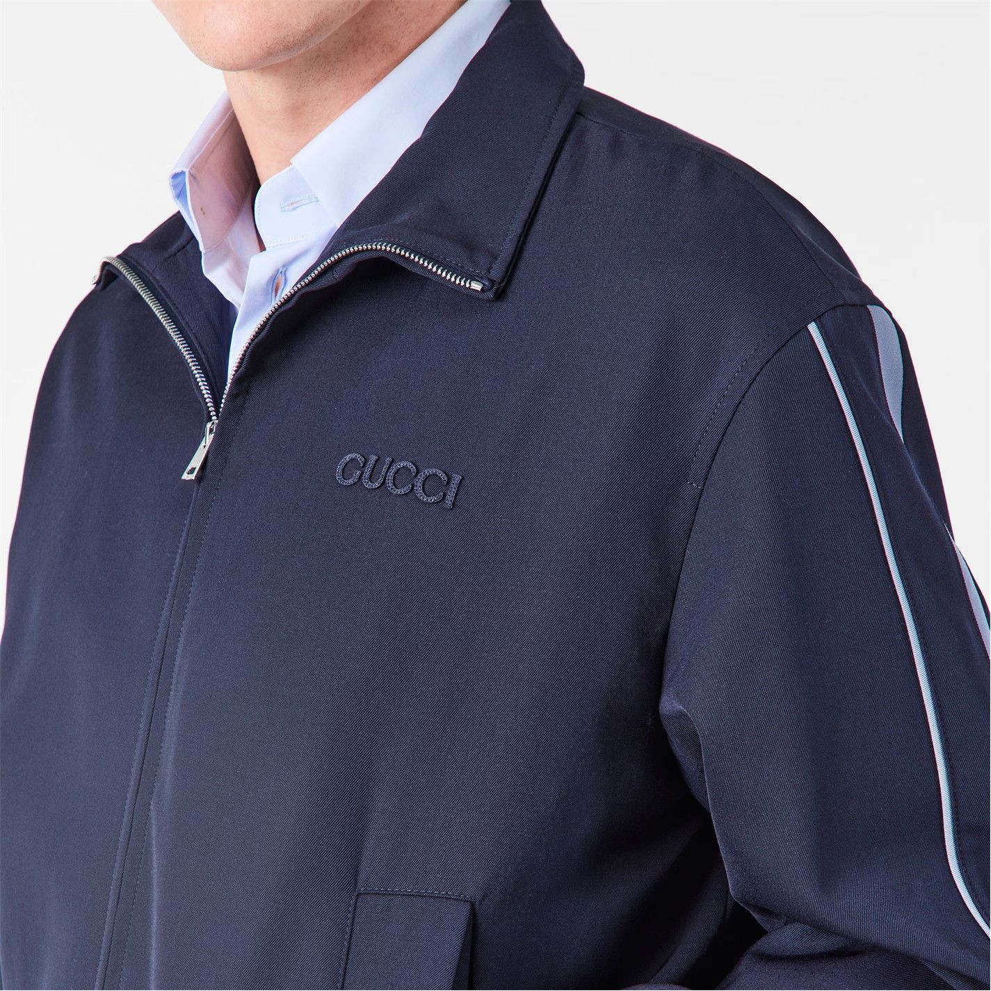 Gucci o1g2r1mq0426 Side Strap Zip Jacket in Blue Size US L / EU 52-54 / 3 - 3 Thumbnail